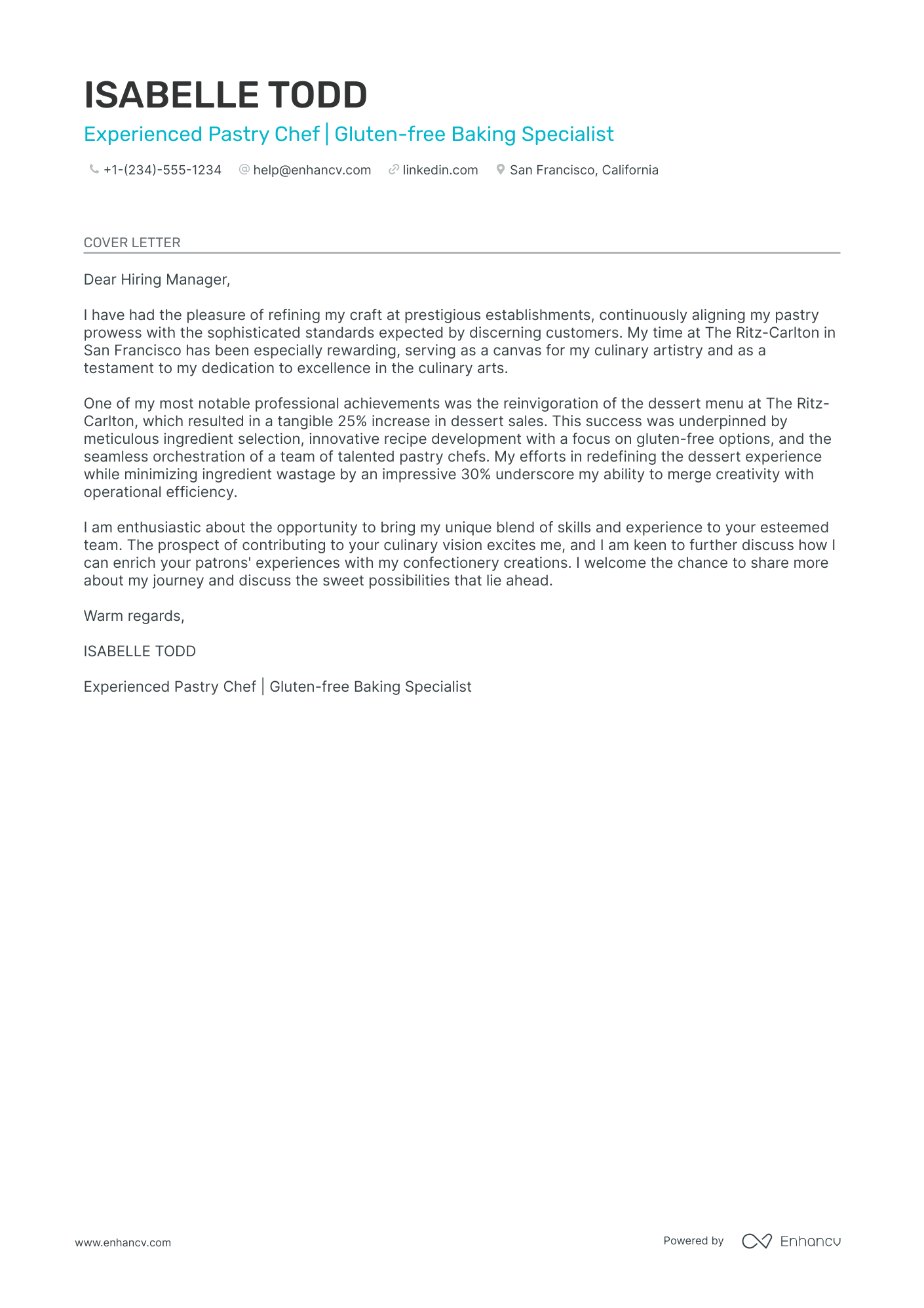cover letter for trainee chef