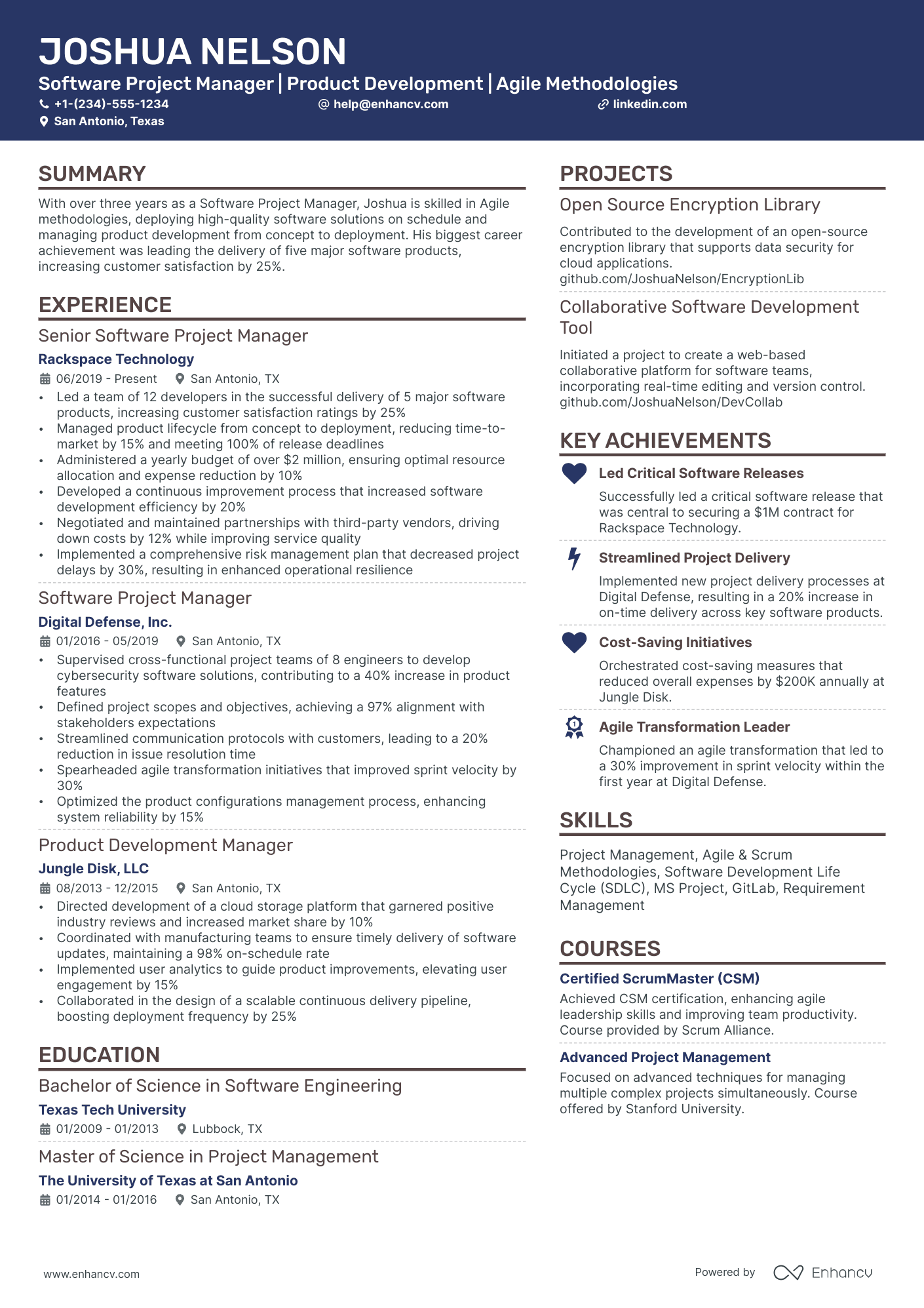 software project ideas resume