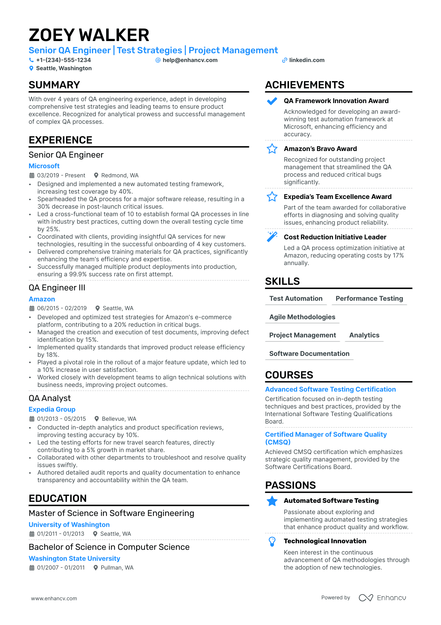 sample resume for qa tester