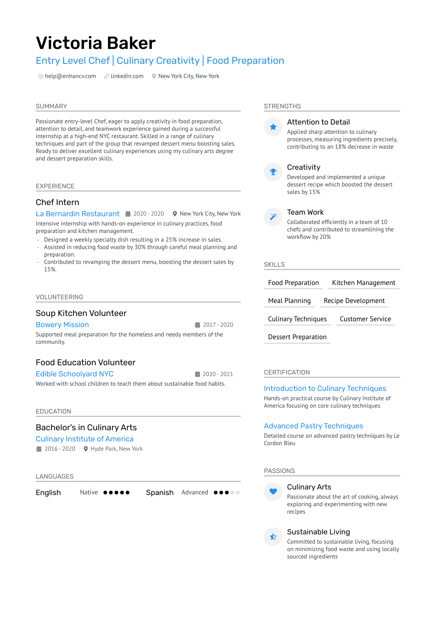 resume example for chef jobs