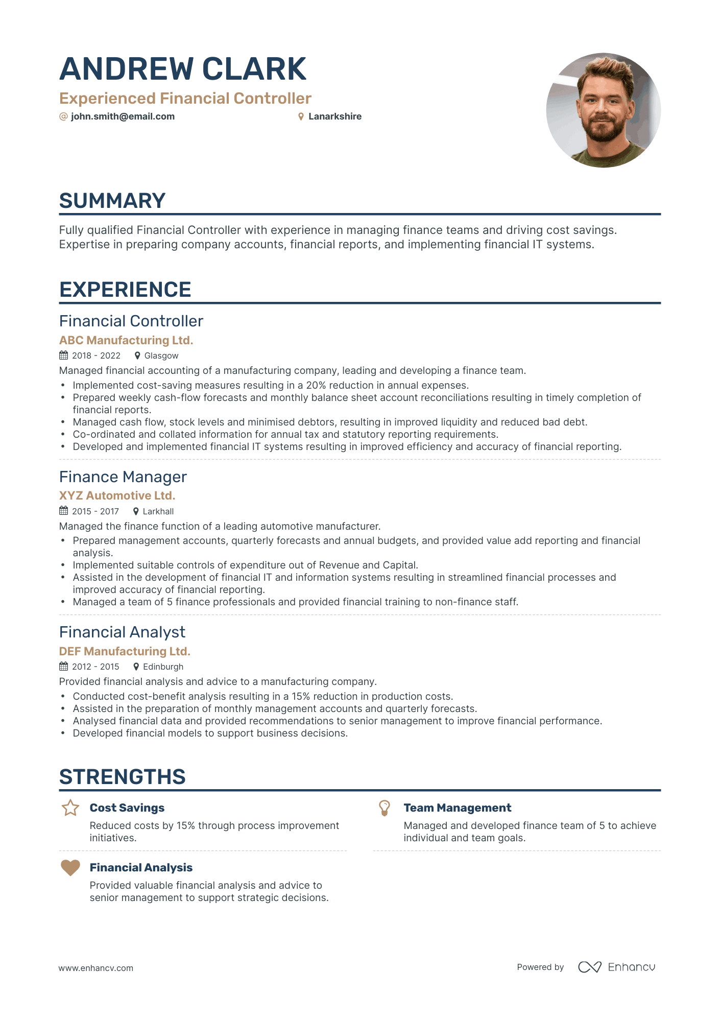 Classic Financial Controller Resume Template