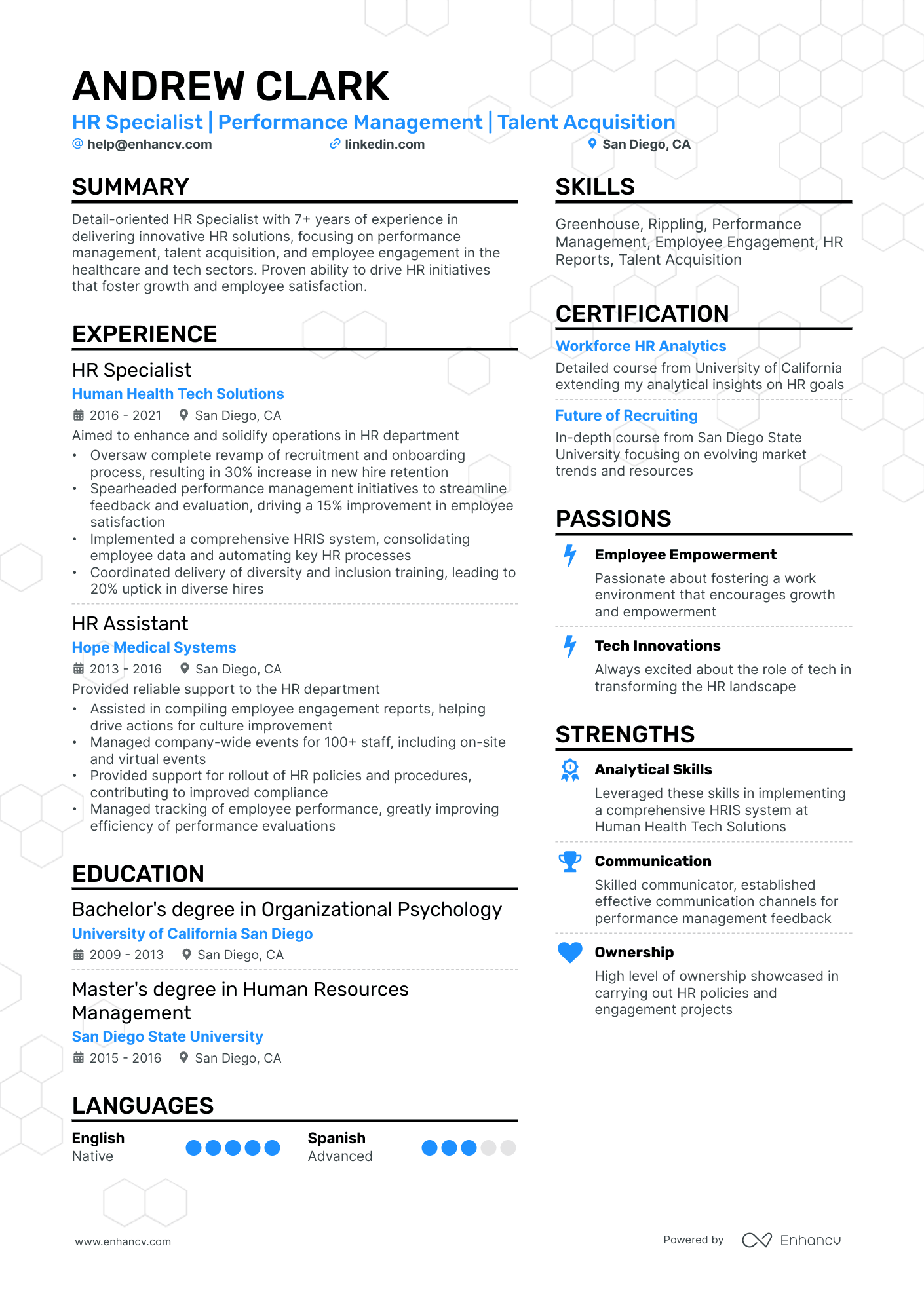 A resume example of a Double Column