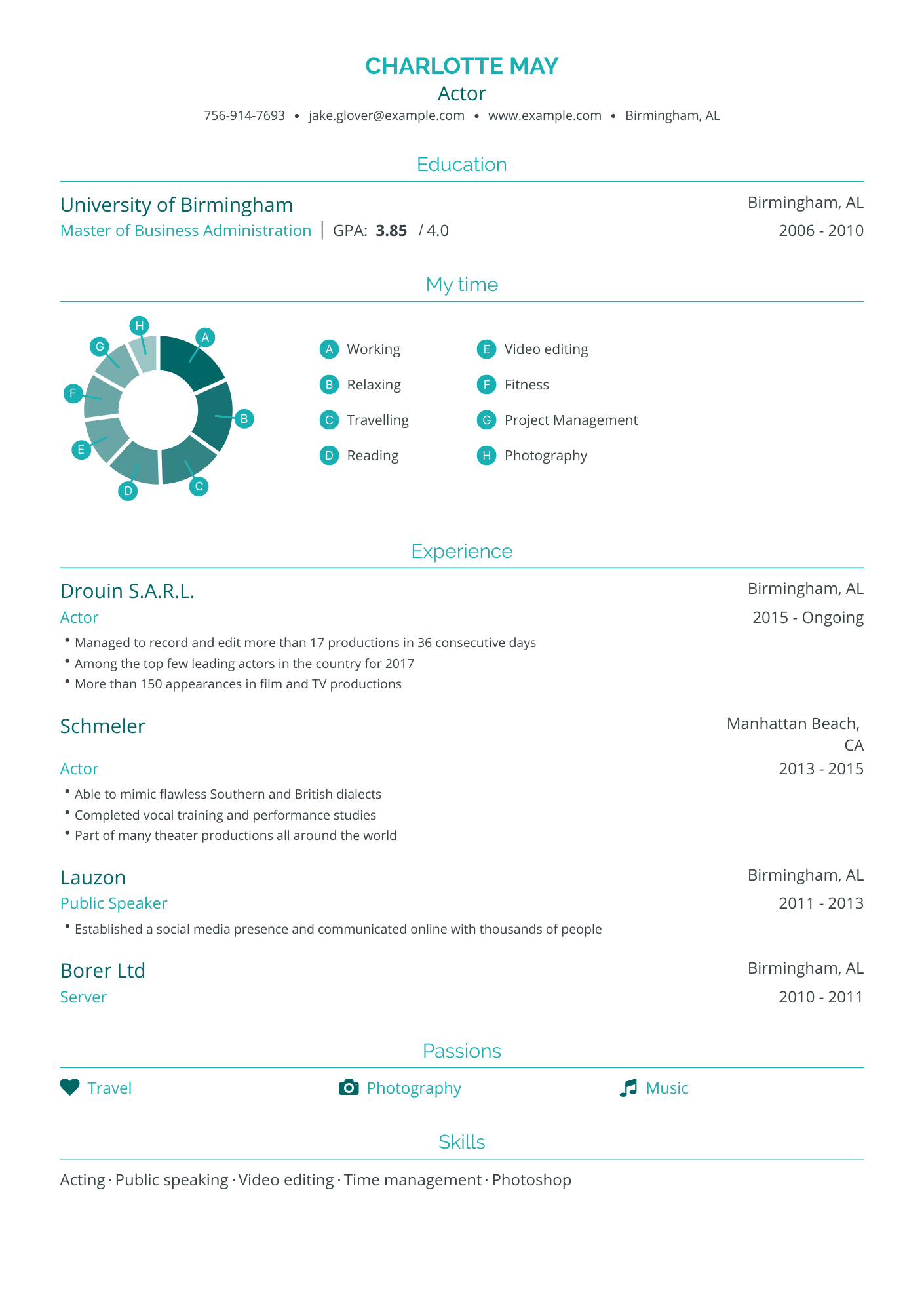 Traditional Actor Resume Template