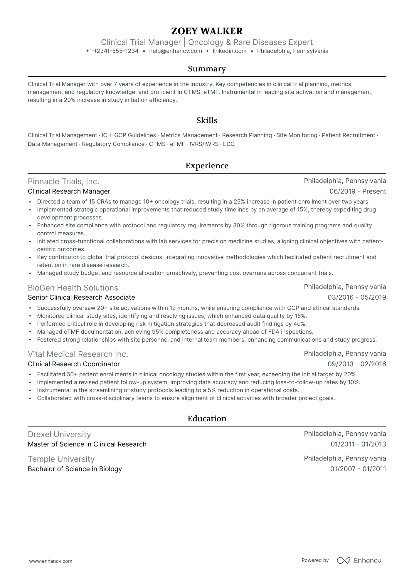 5 Clinical Trial Manager Resume Examples & Guide for 2024