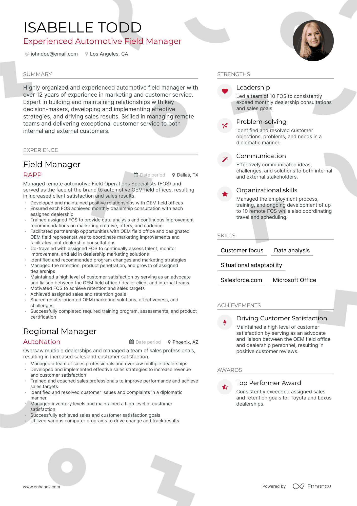 Modern Field Manager Resume Template