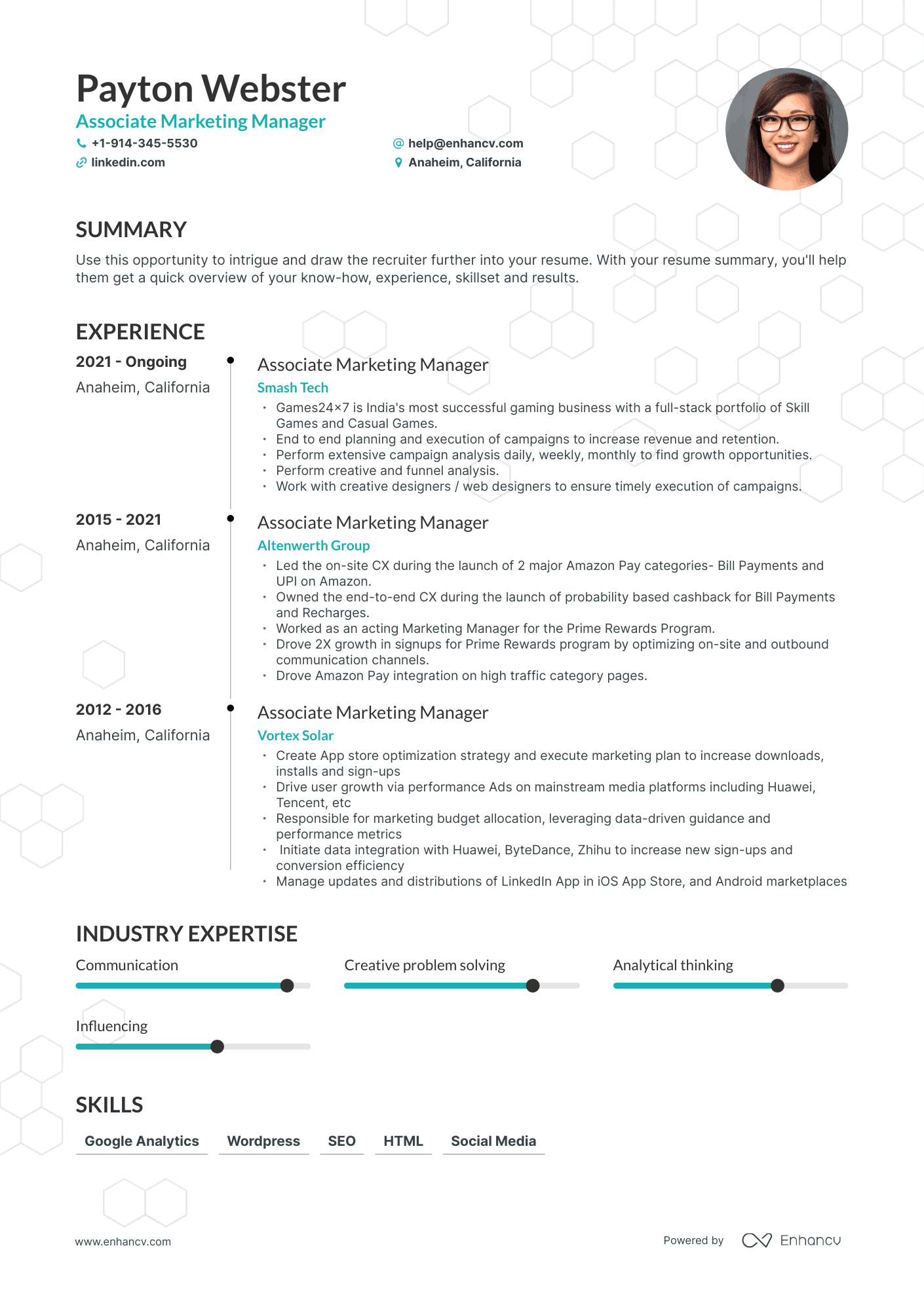 Timeline Associate Marketing Manager Resume Template