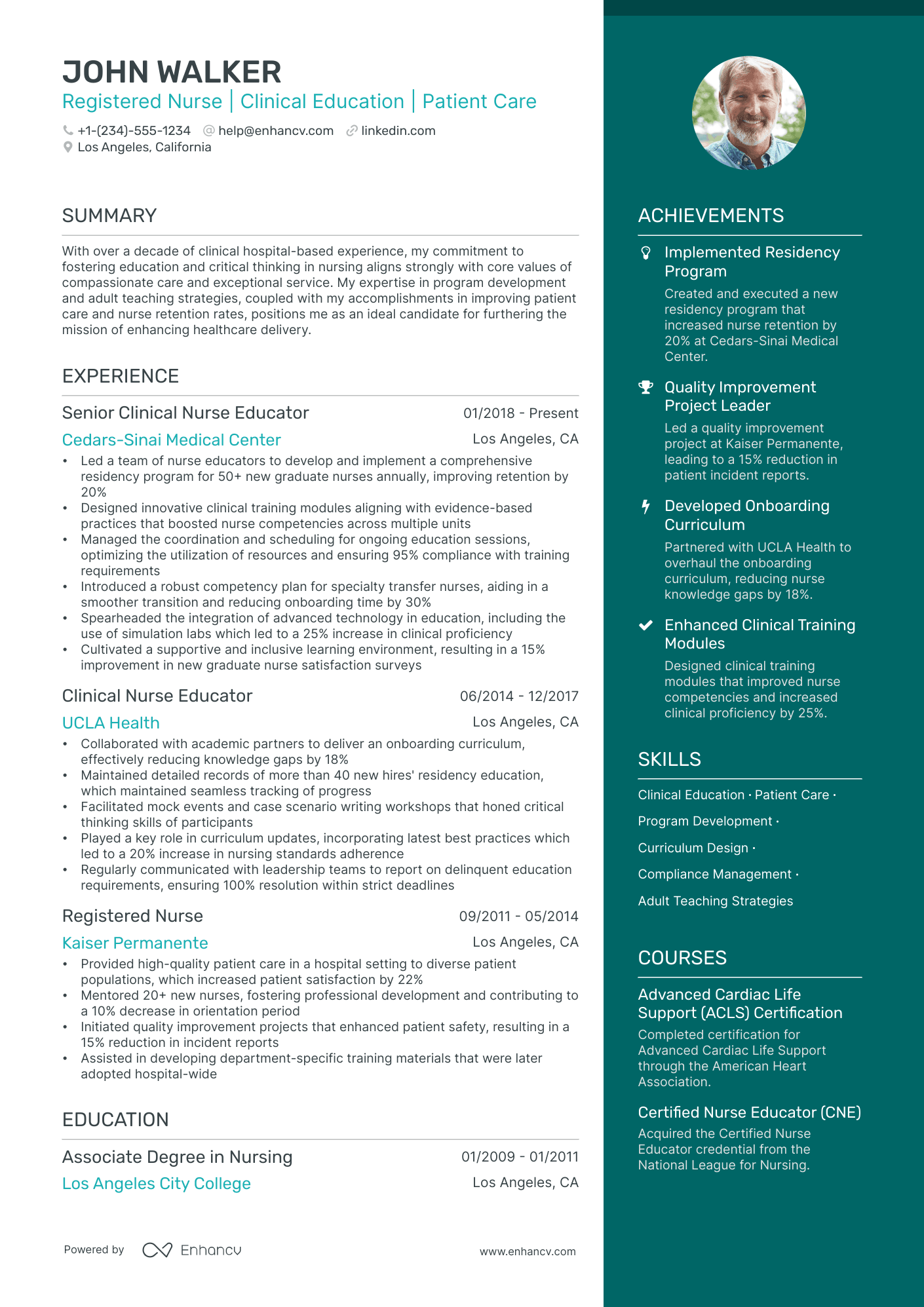 sample resume for nurse educator position
