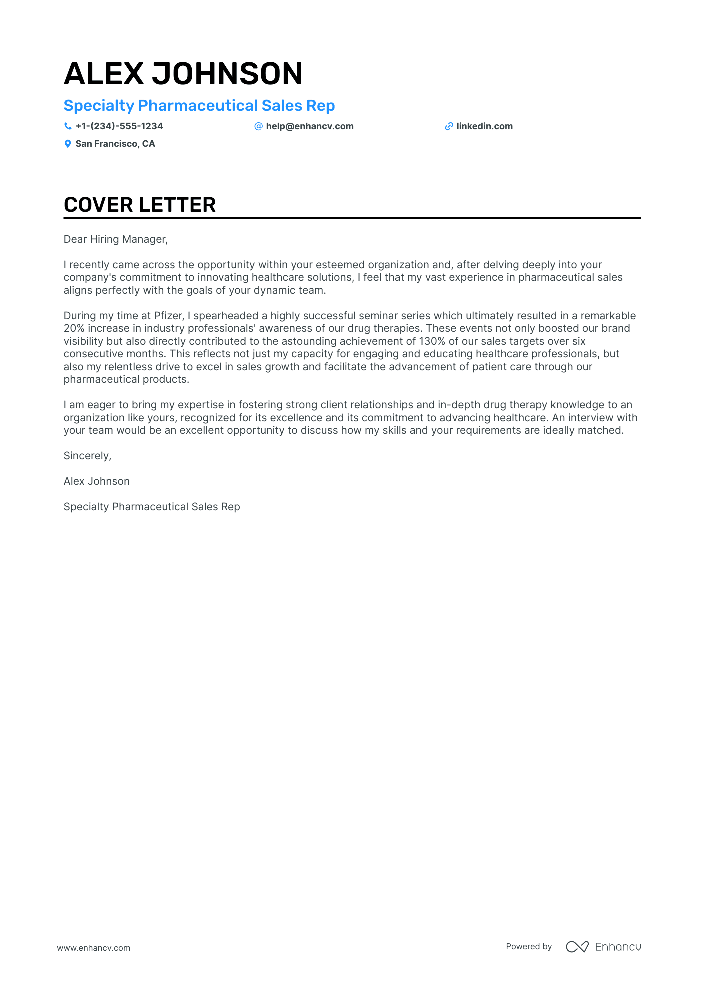 pharmacy cover letter sample