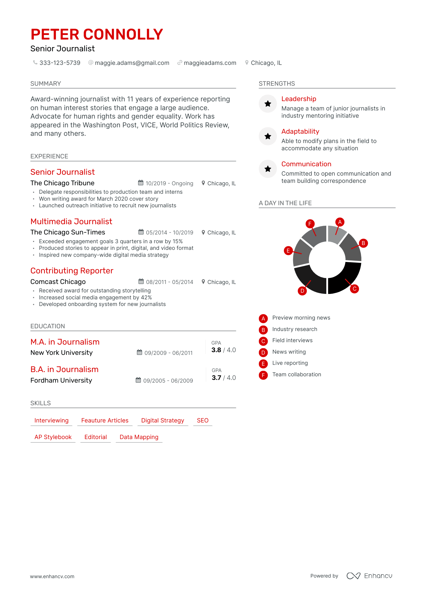 Modern Journalist Resume Template
