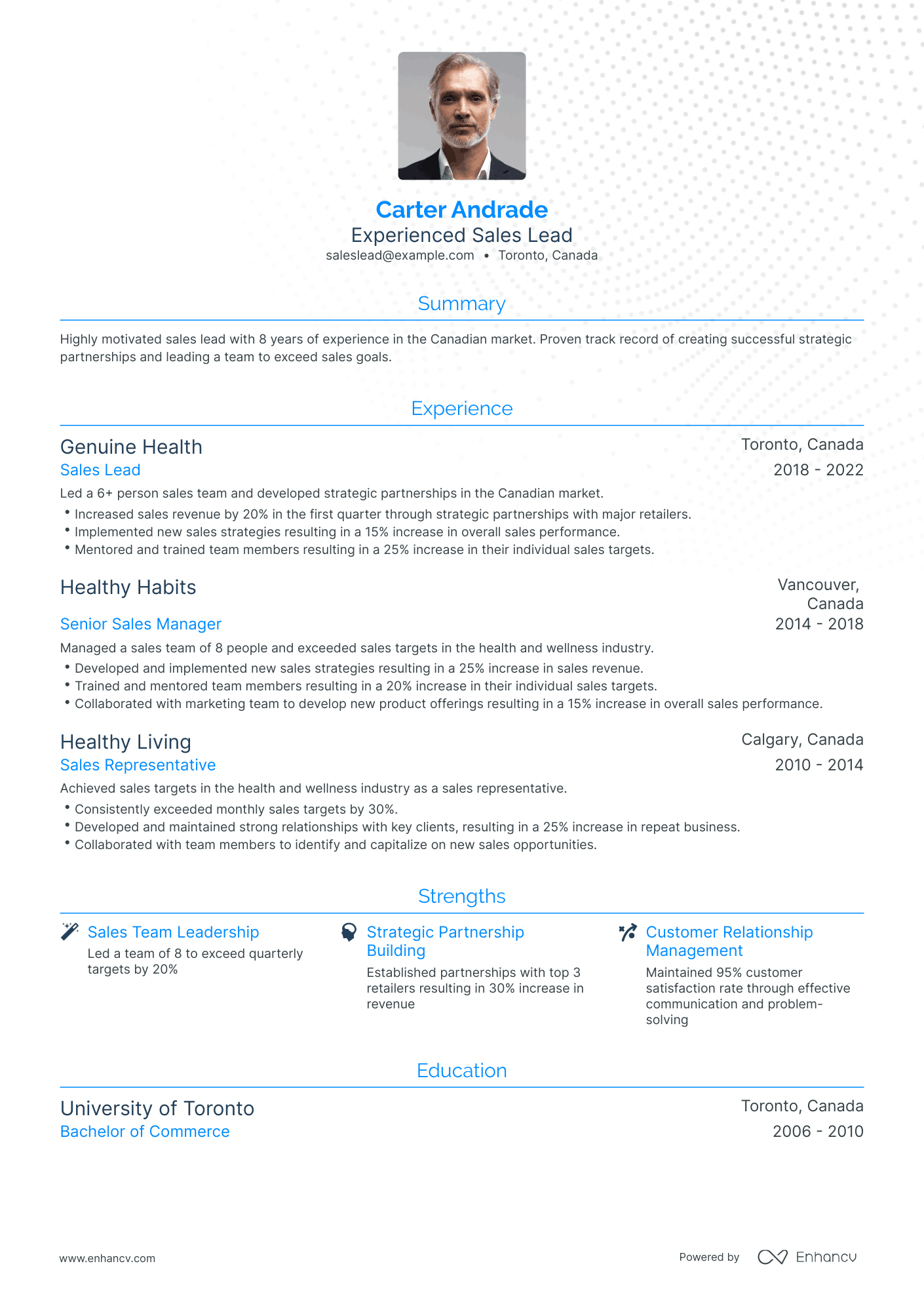 Traditional Sales Lead Resume Template