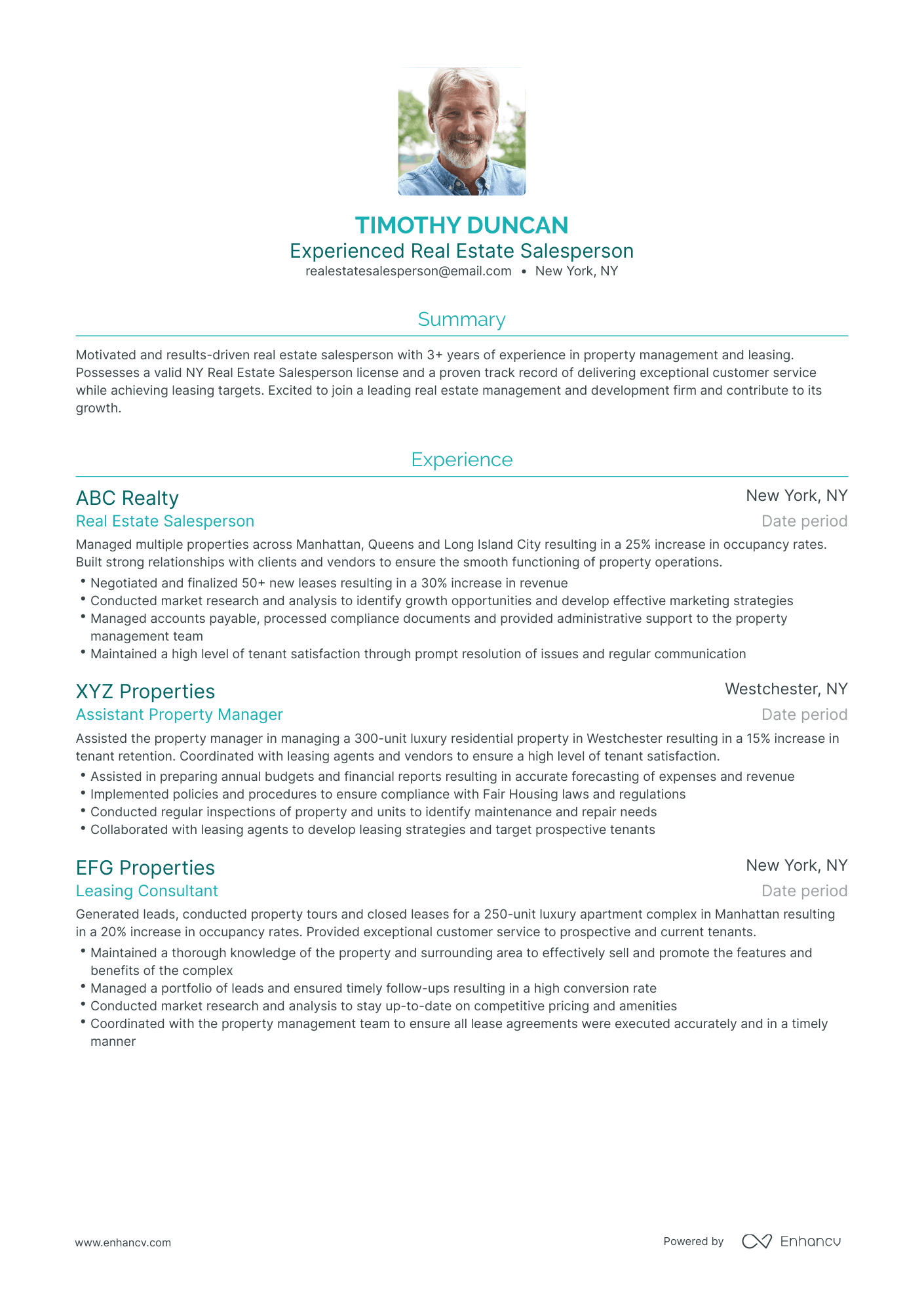 Traditional Real Estate Salesperson Resume Template