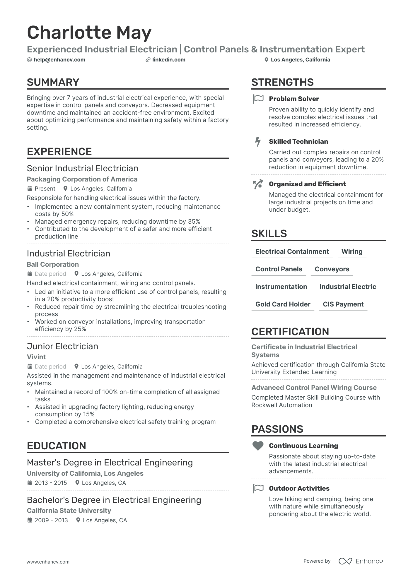 summary for resume electrician