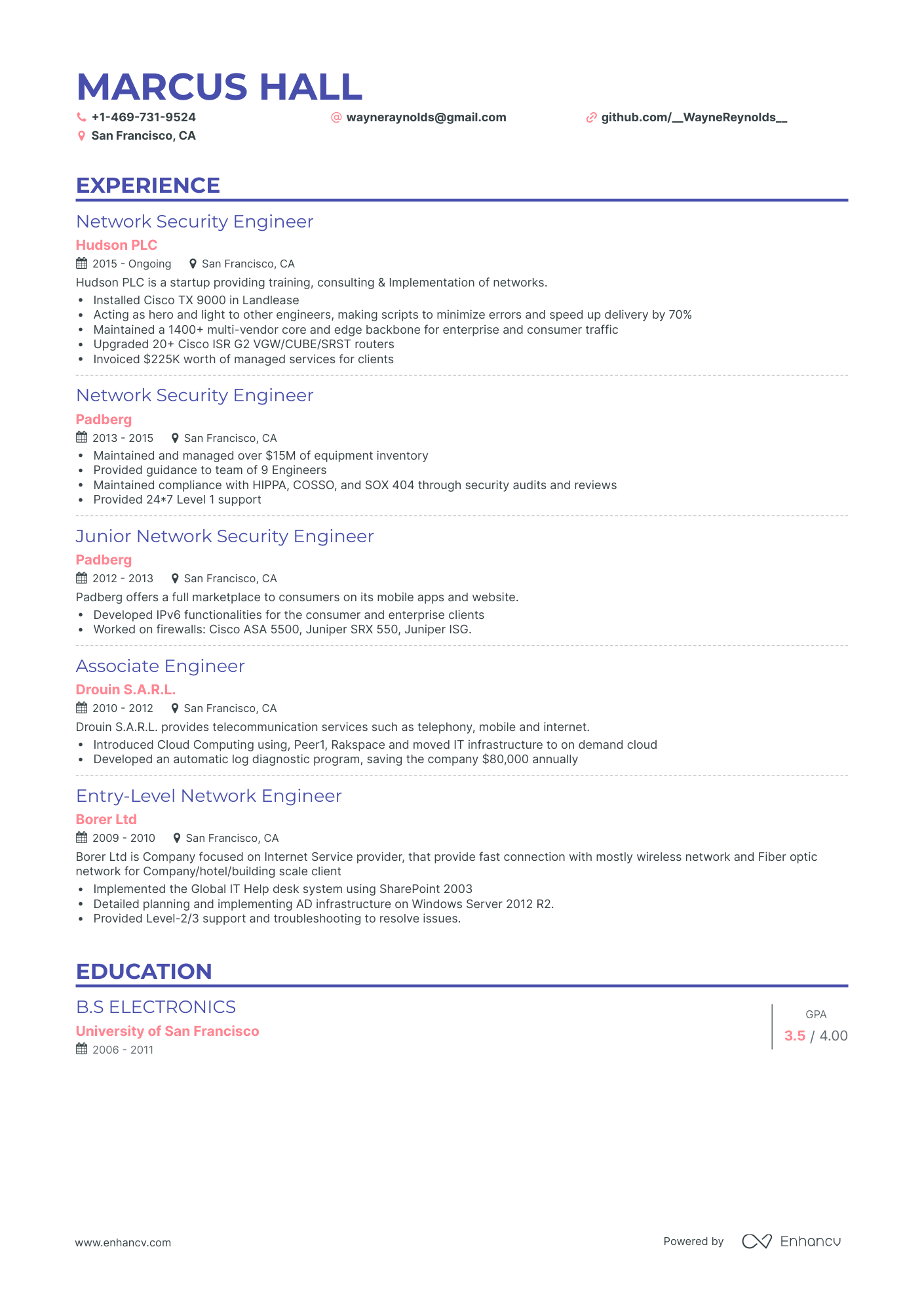 Classic Network Security Engineer Resume Template