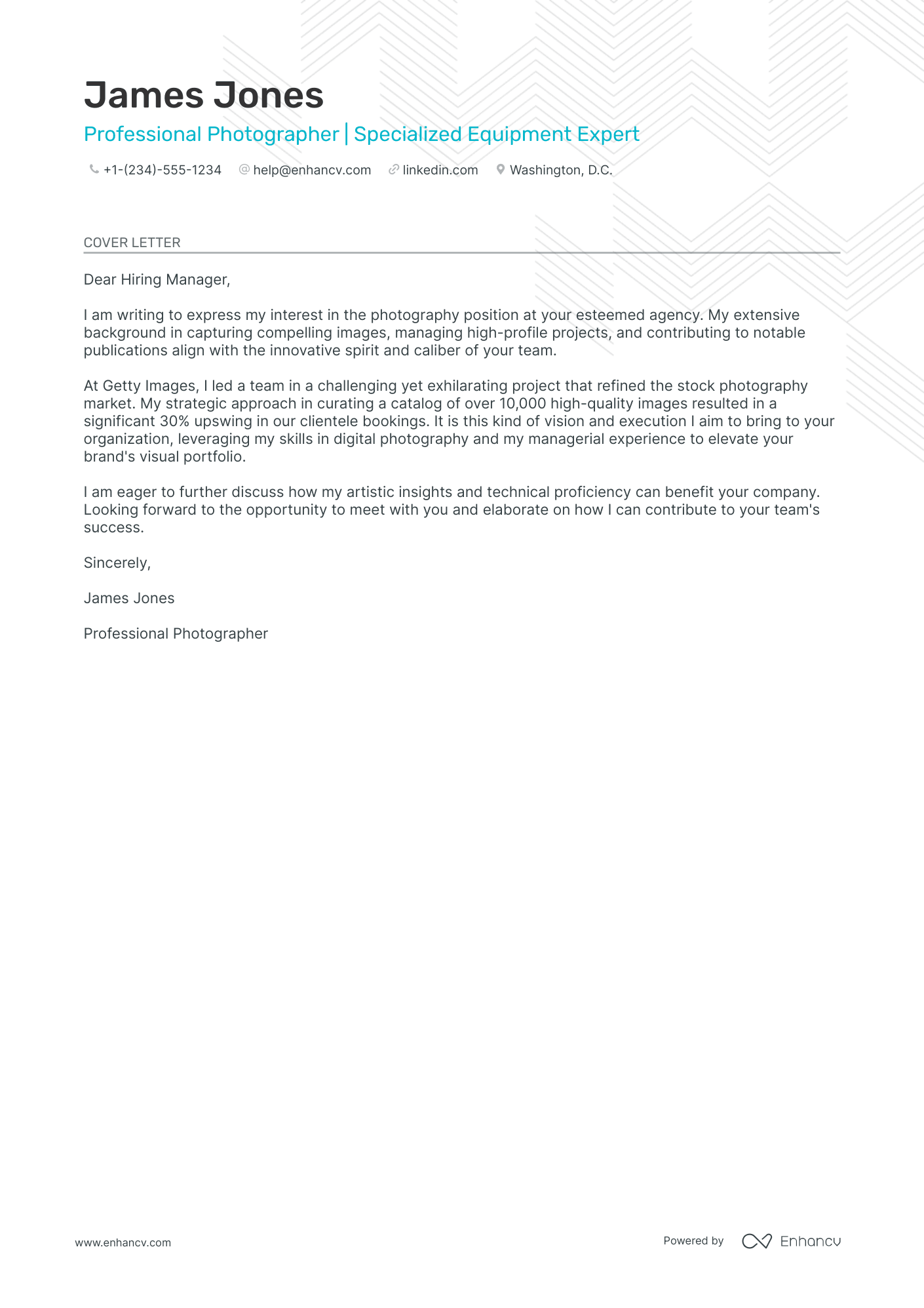 application letter as a photographer