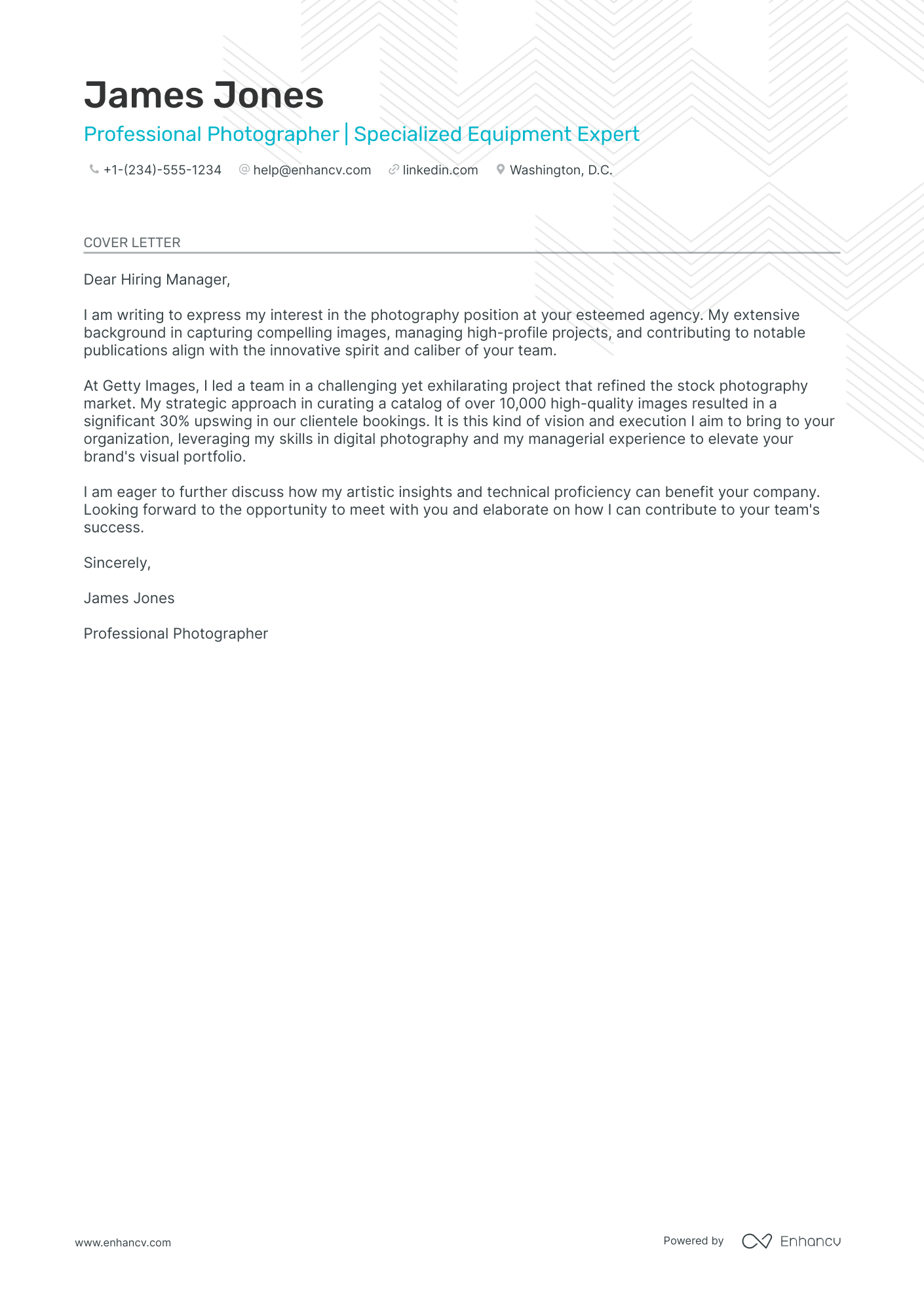 application letter for a photographer