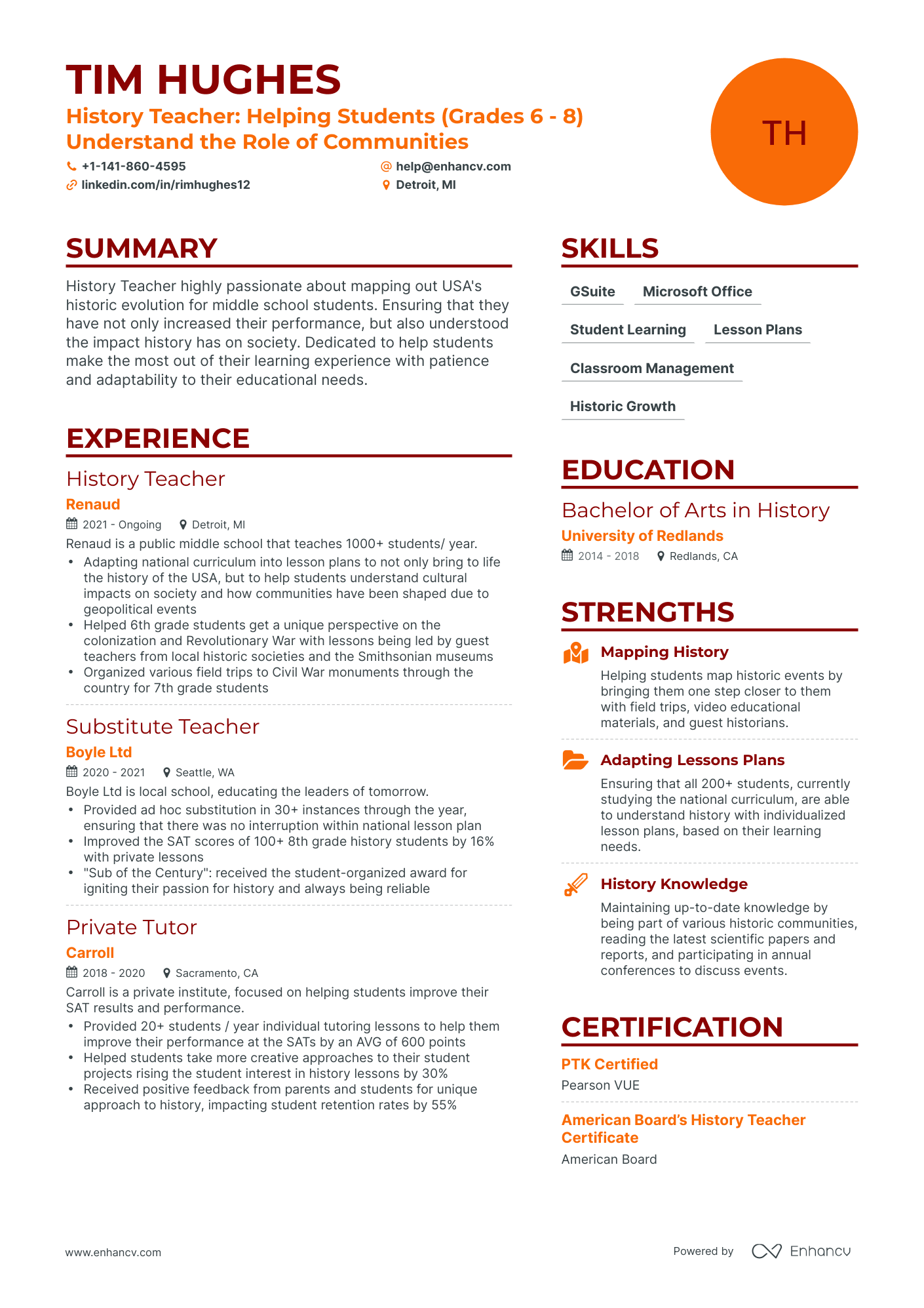 5 History Teacher Resume Examples Guide For 2023