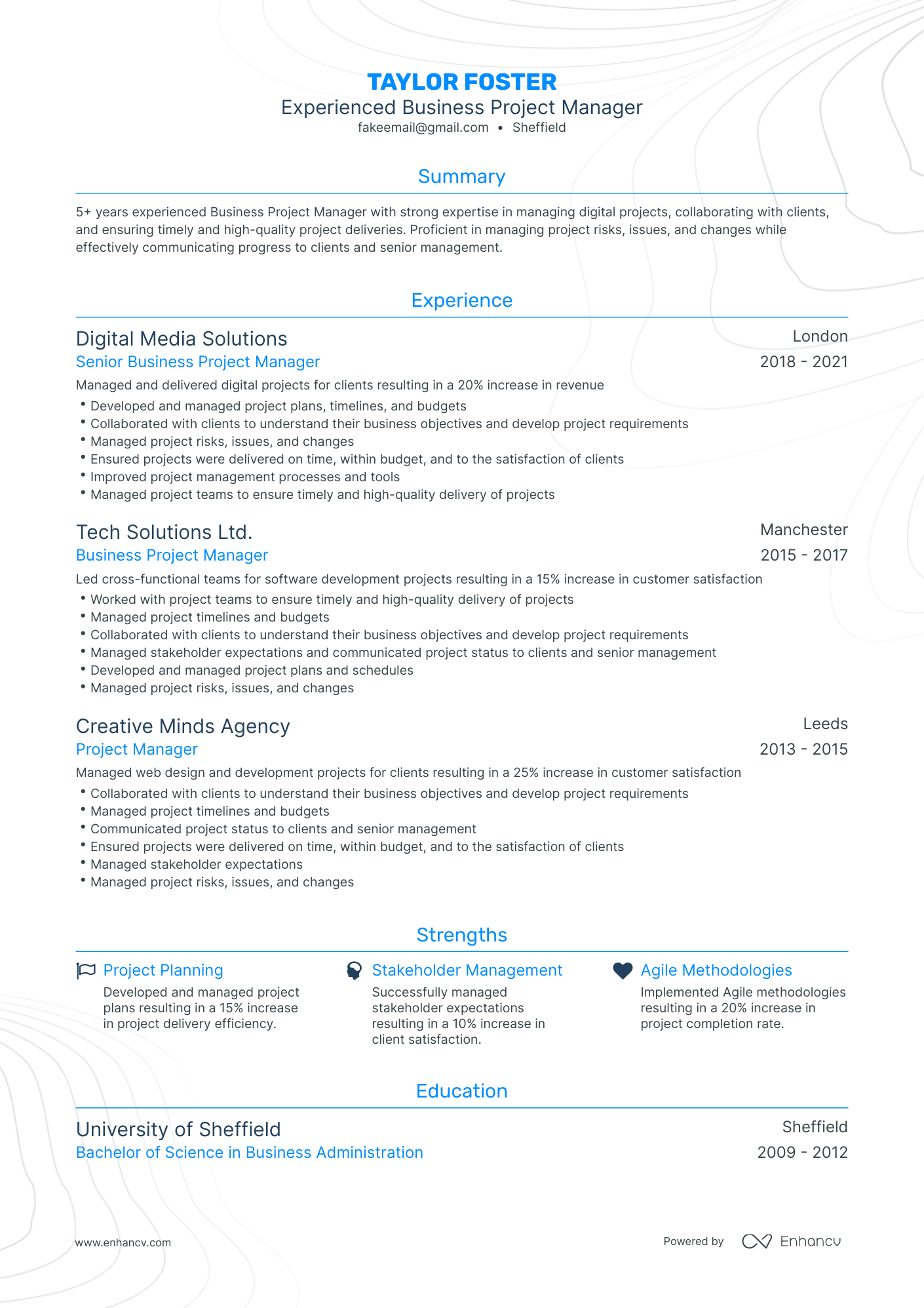 Traditional Business Project Manager Resume Template