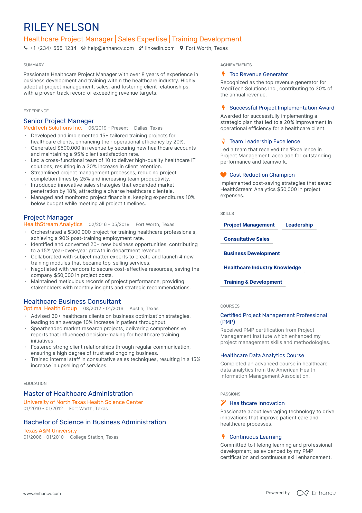 healthcare it project manager resume