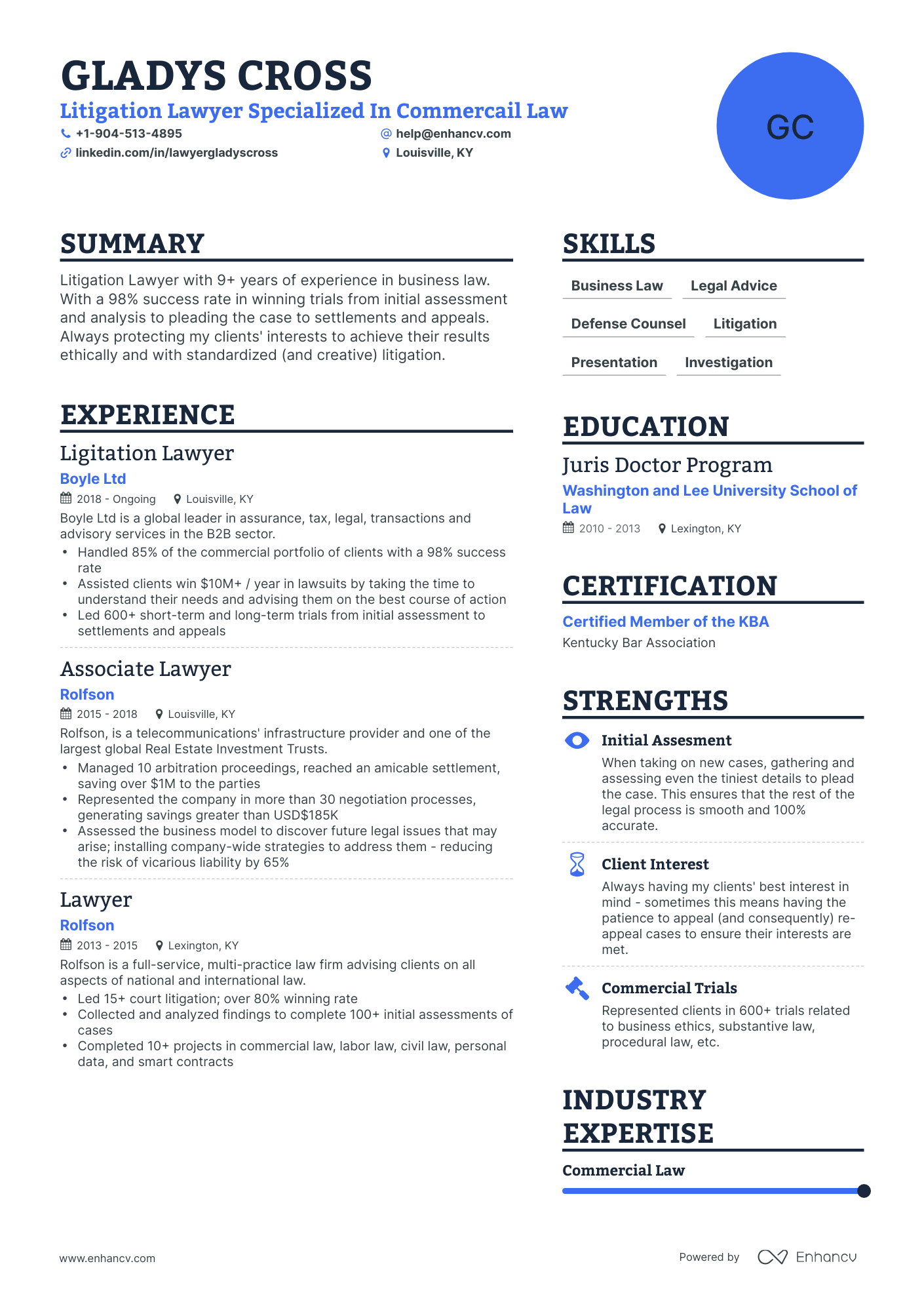 Simple Litigation Lawyer Resume Template