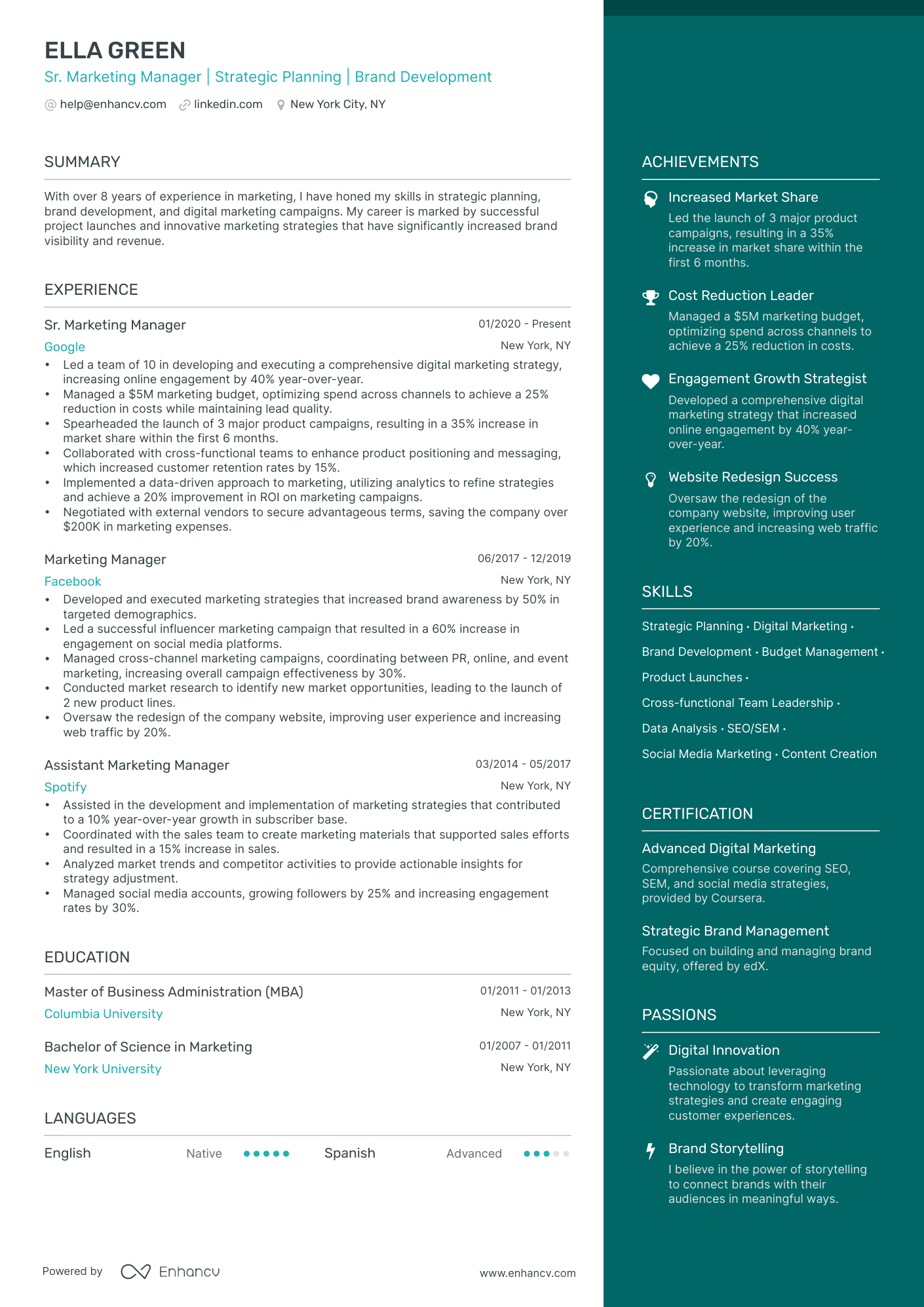 marketing manager job description for resume