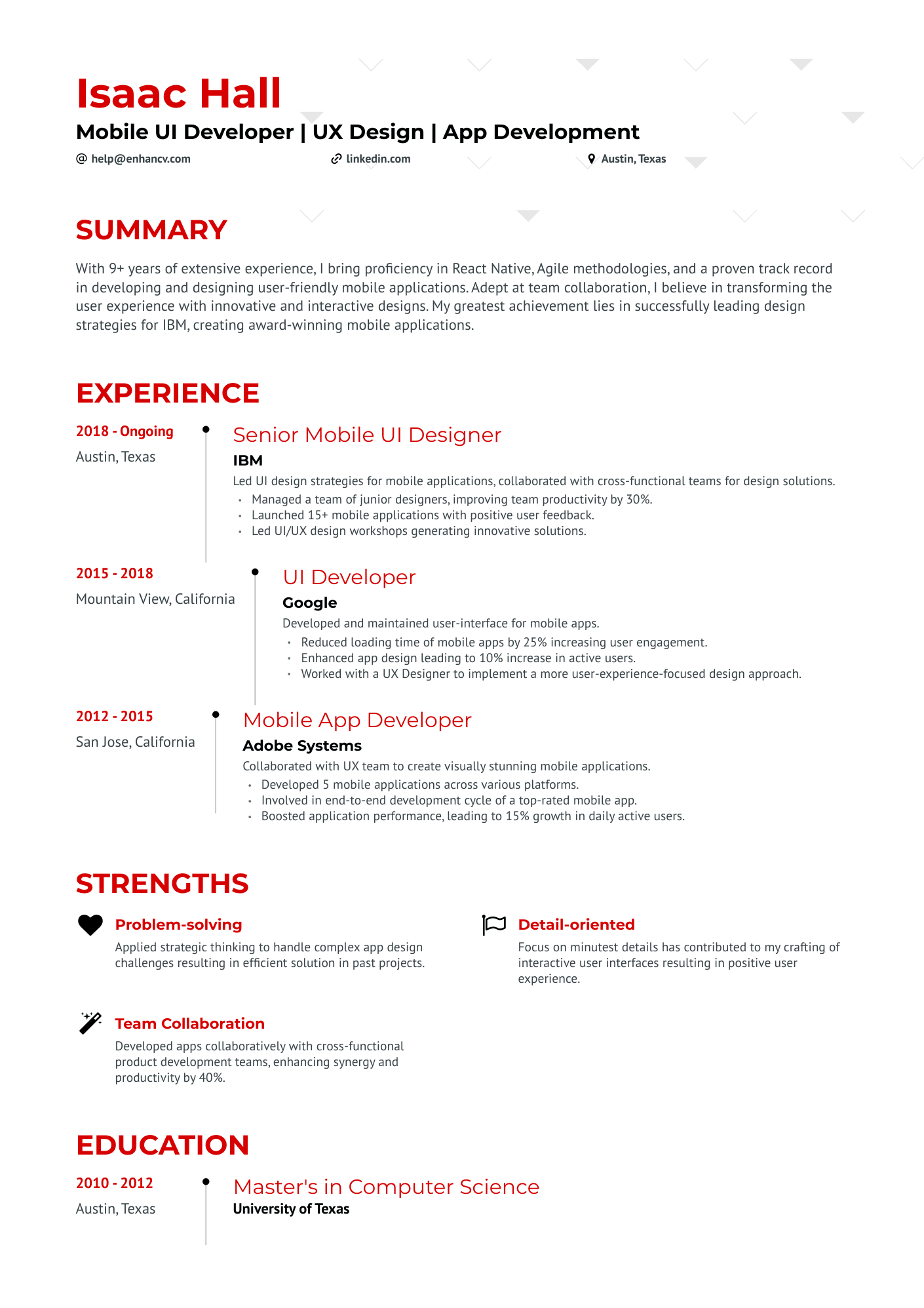 resume format for ui developer