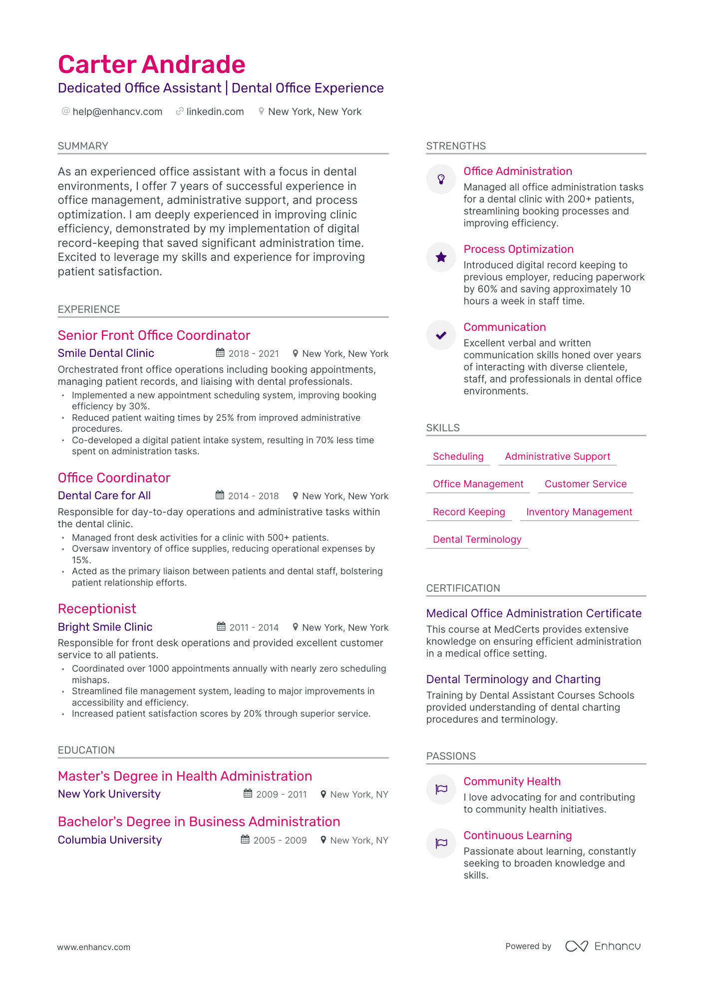 undefined Front Office Assistant Resume Template