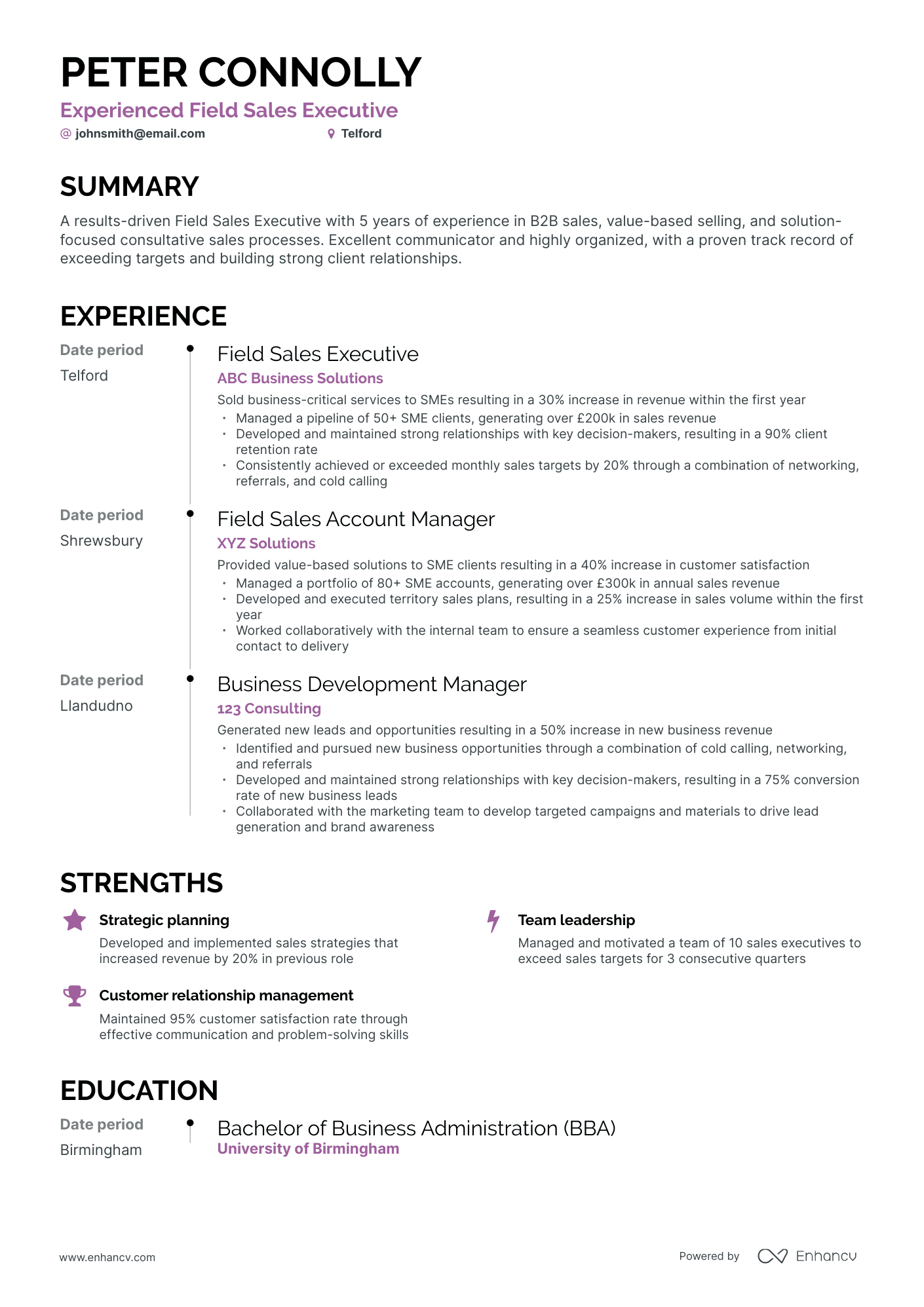Timeline Executive Manager Resume Template