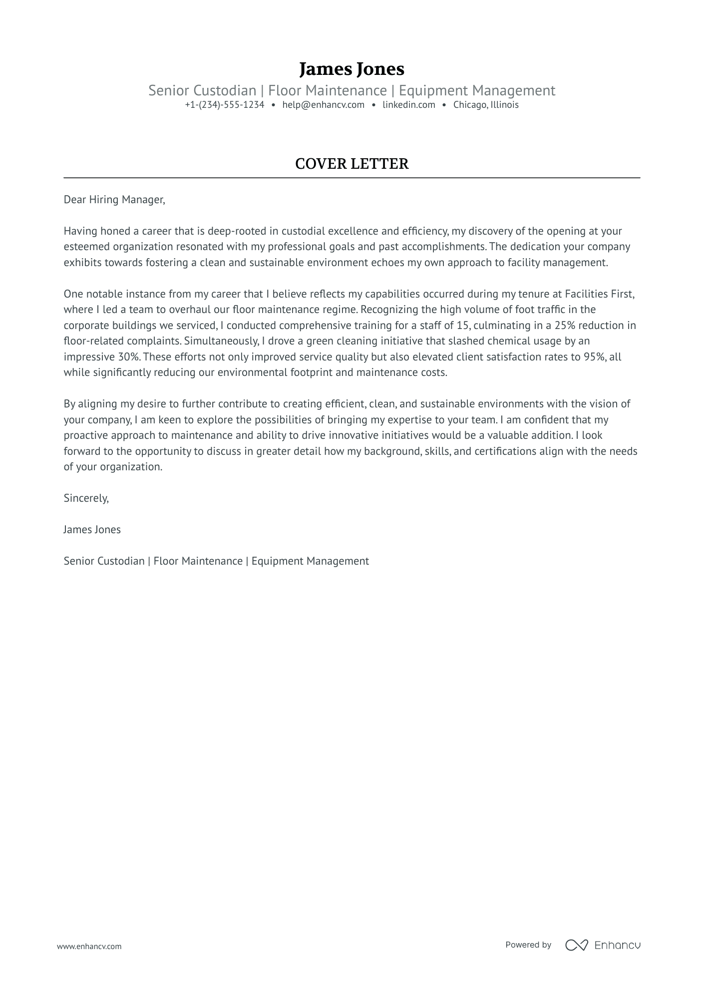 simple application letter for janitor