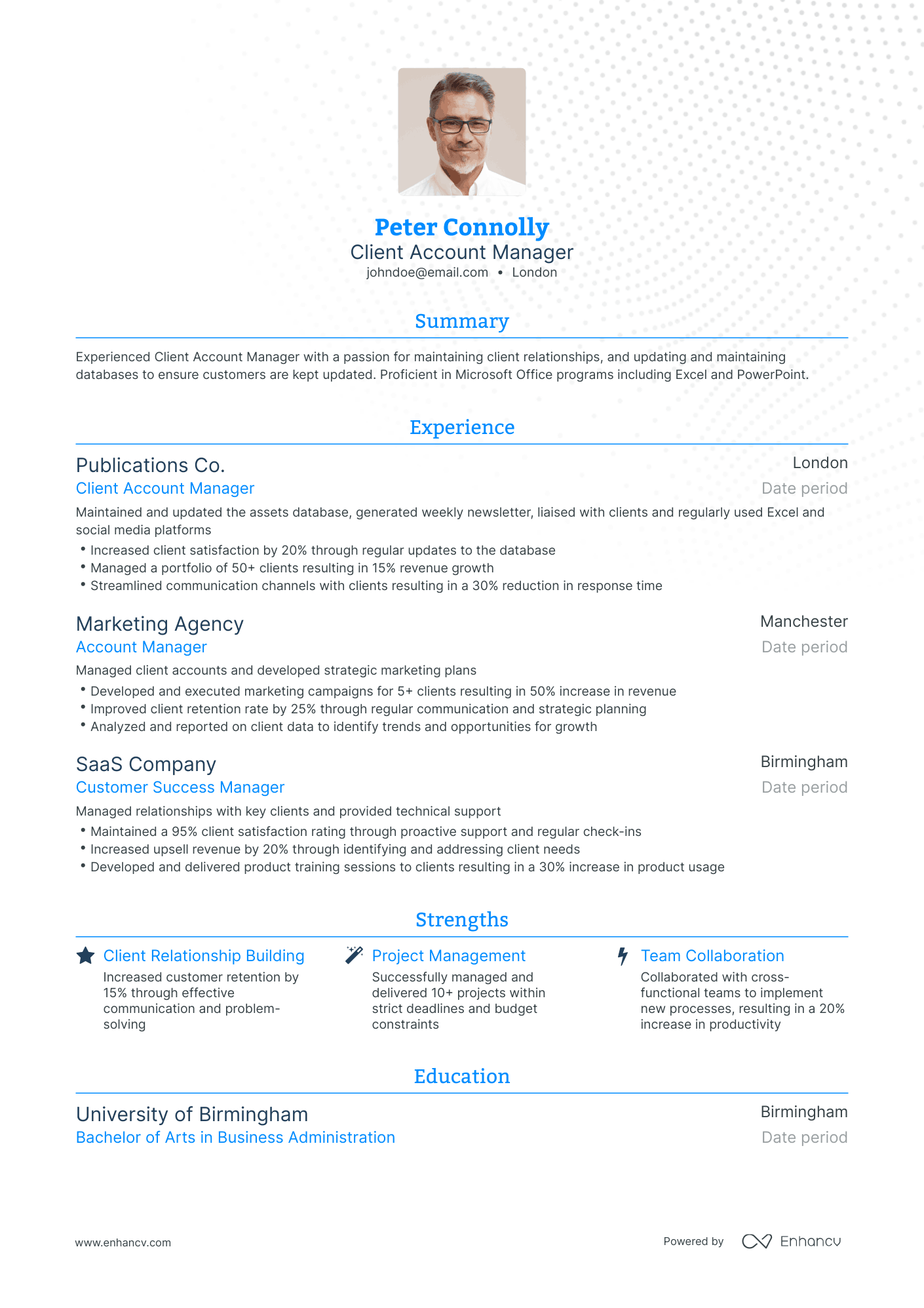 Traditional Client Account Manager Resume Template