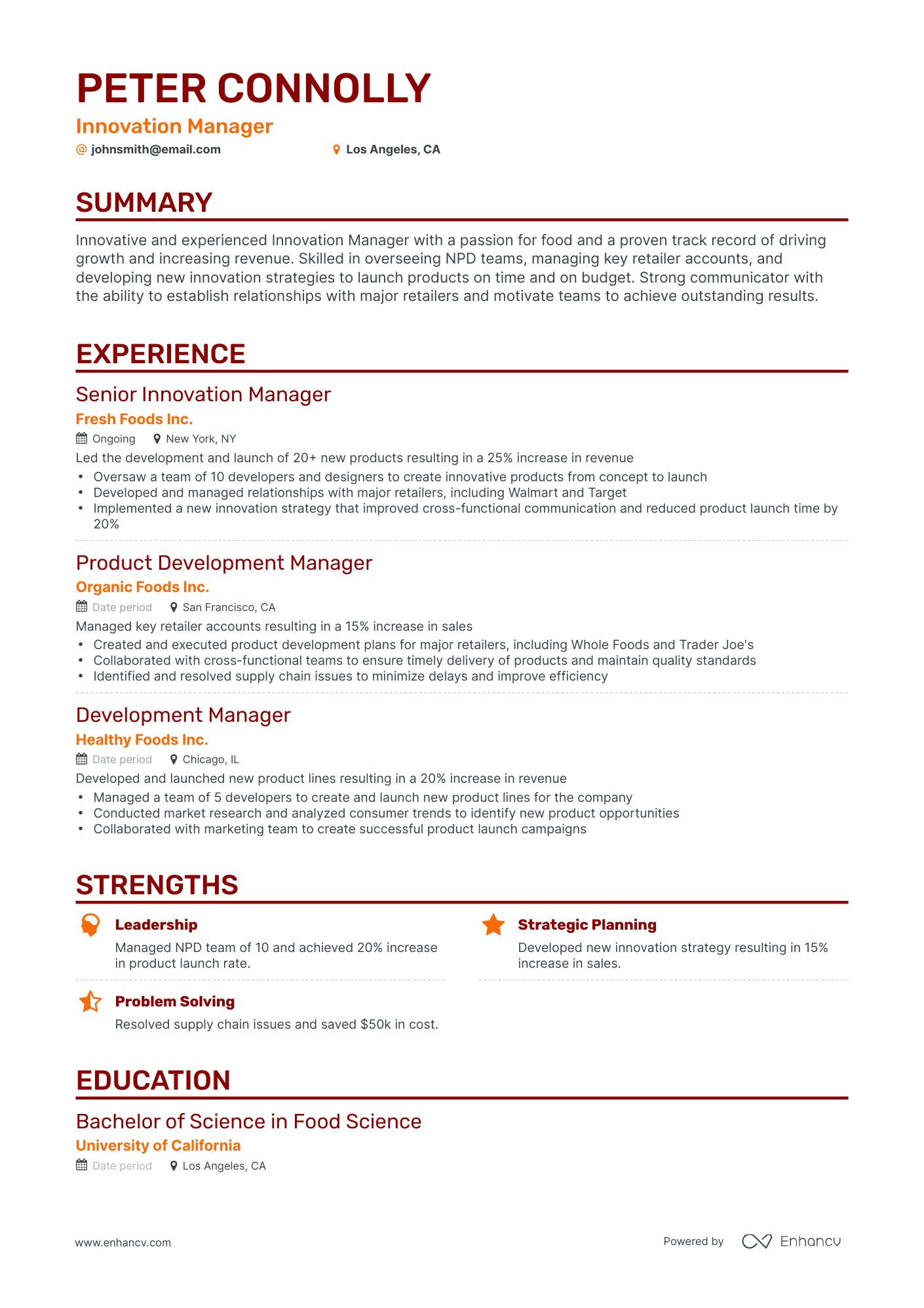 Classic Innovation Manager Resume Template