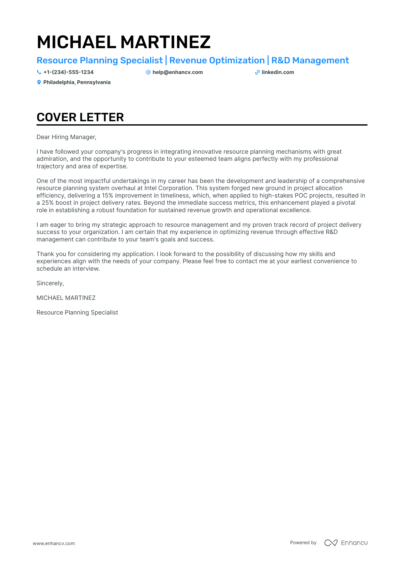 cover letter for program manager position