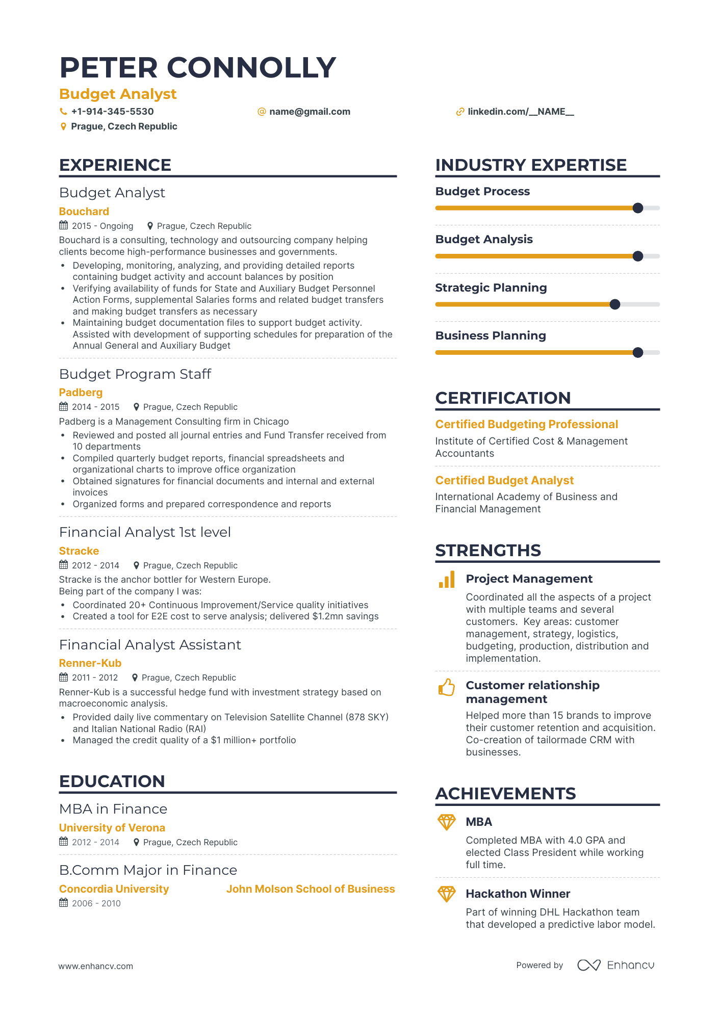 Simple Budget Analyst Resume Template
