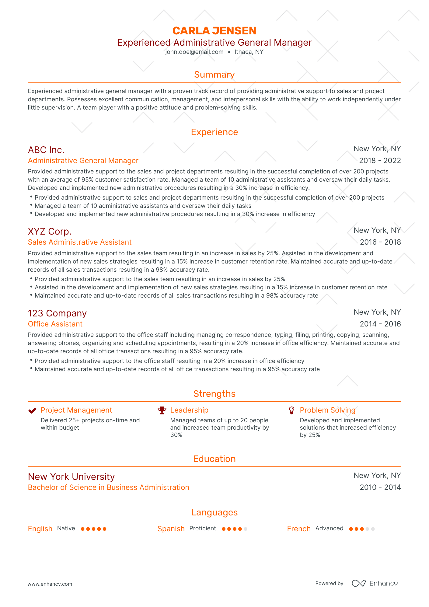 Traditional Administrative General Manager Resume Template
