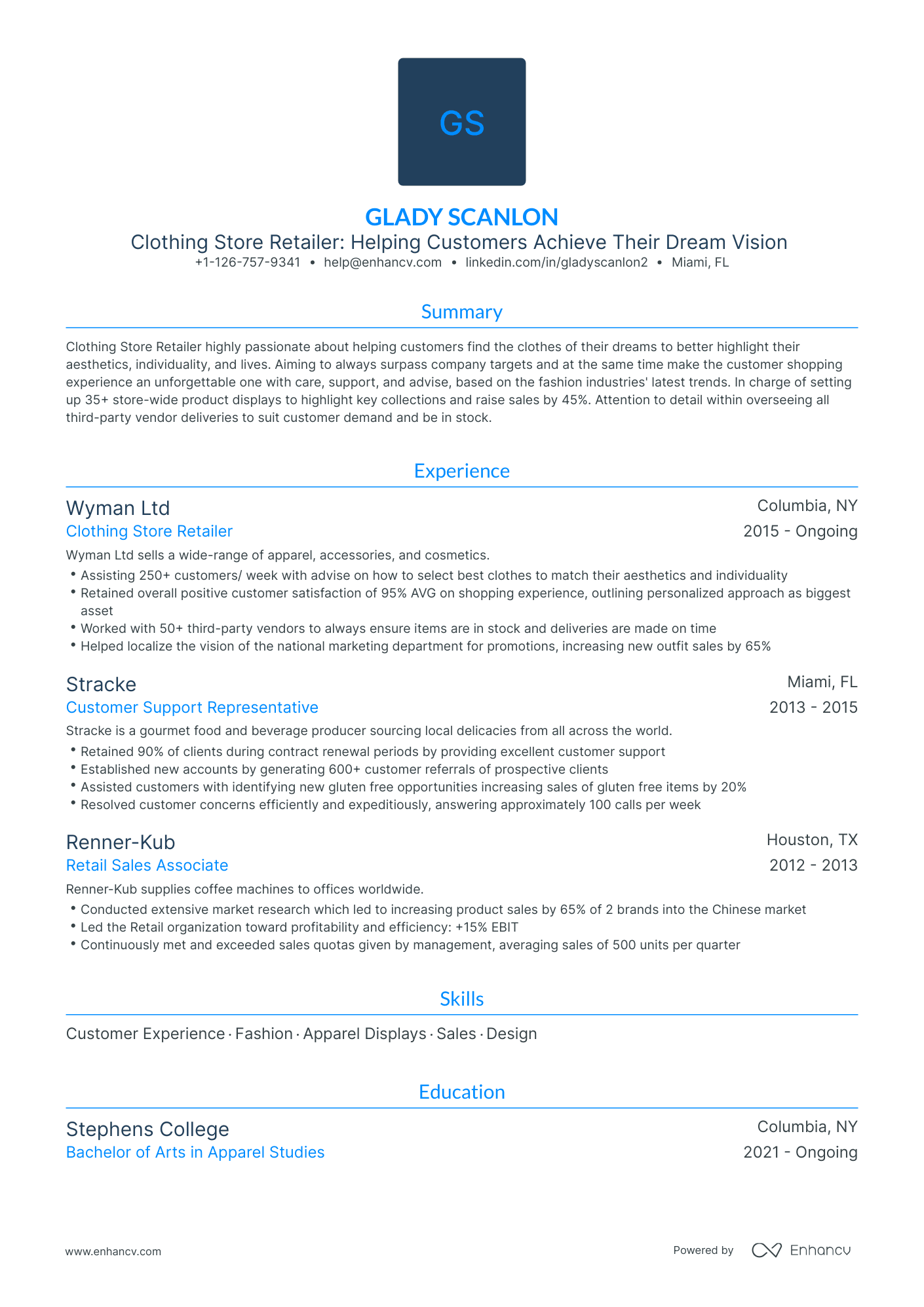 Traditional Clothing Store Resume Template