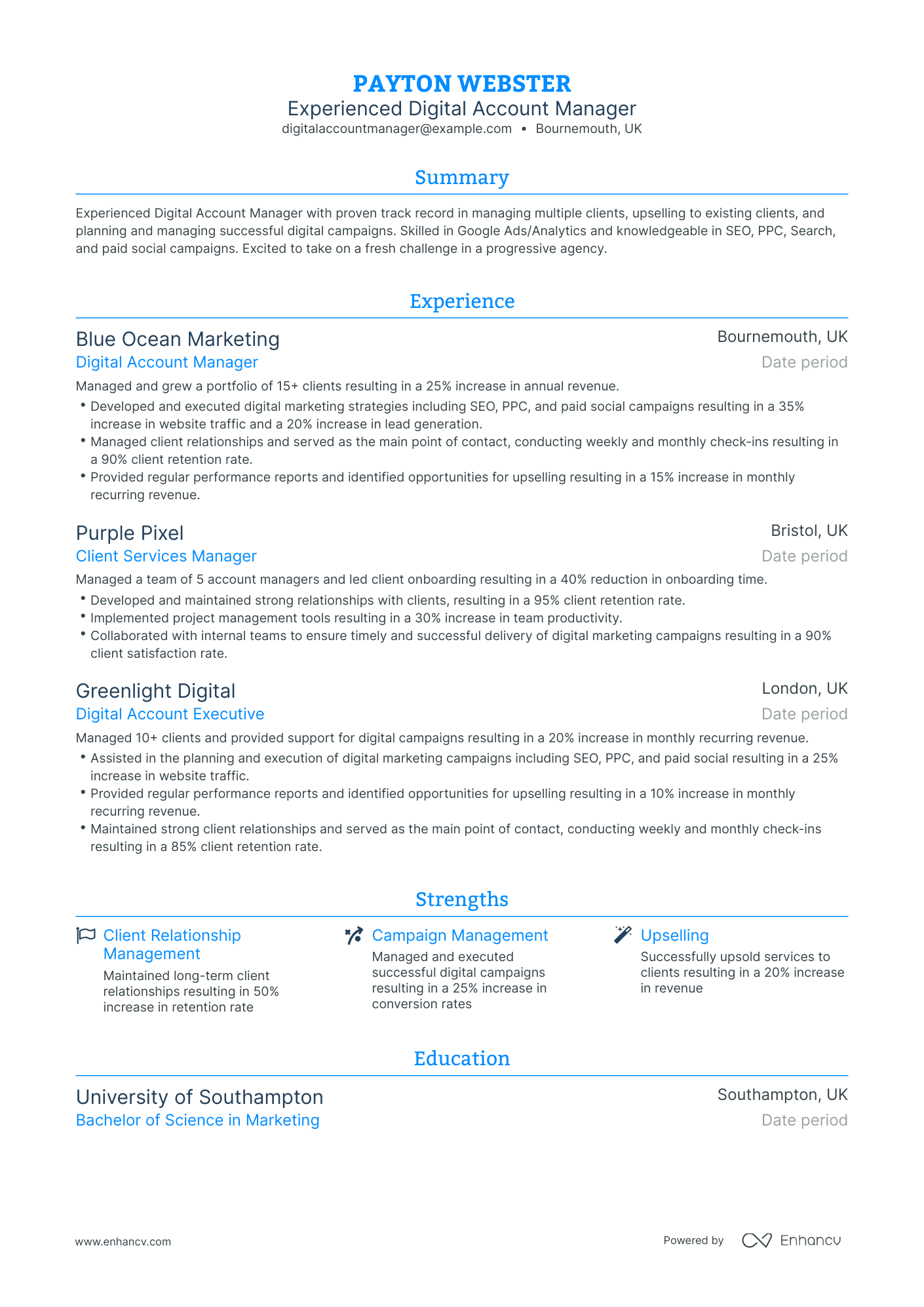 Traditional Digital Account Manager Resume Template