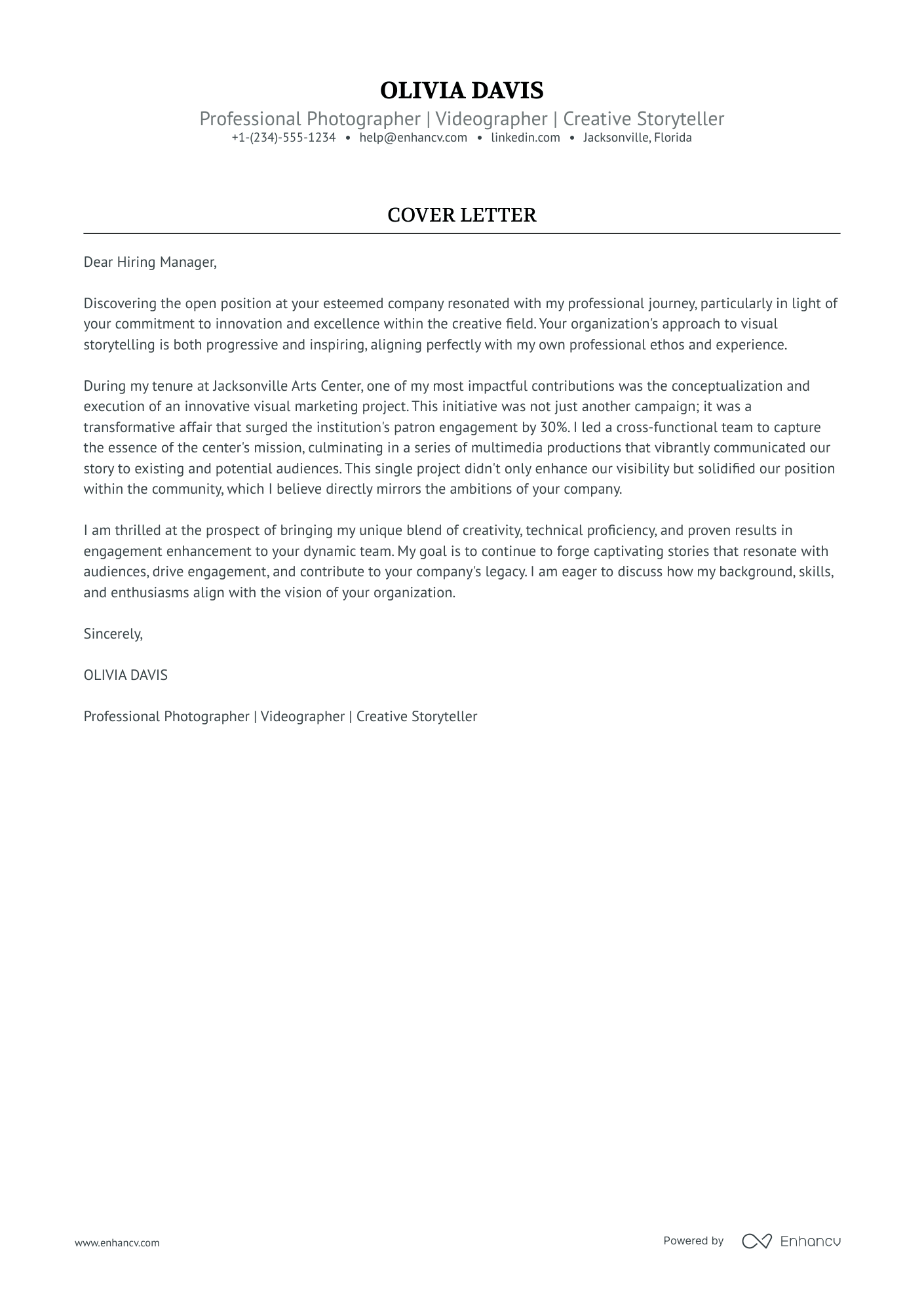 photographer cover letter example