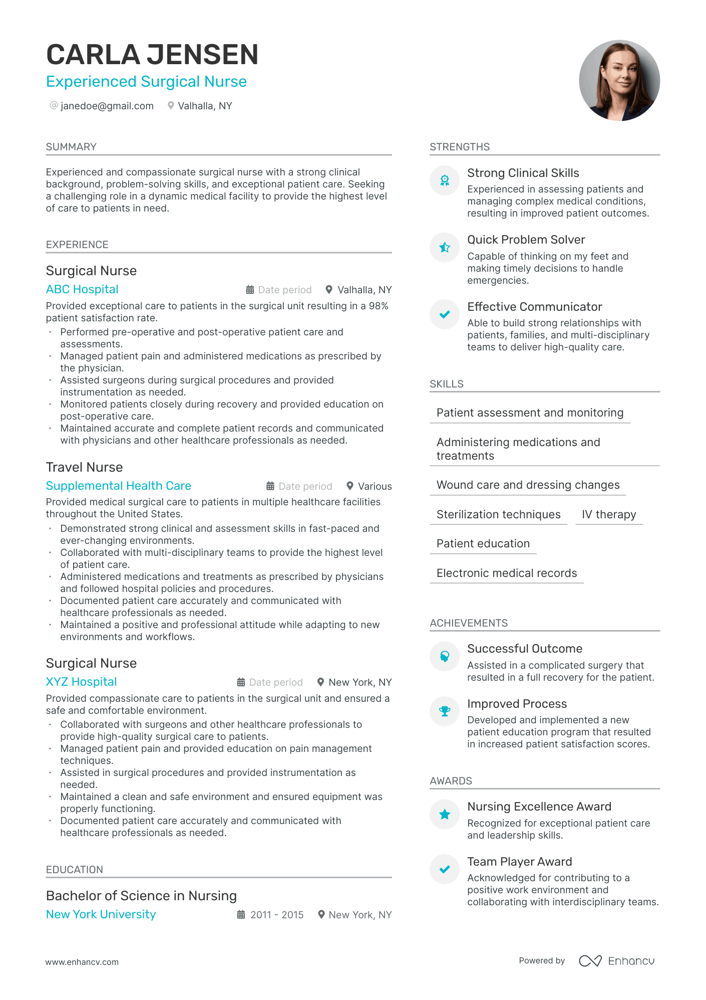 resume sample for nursing