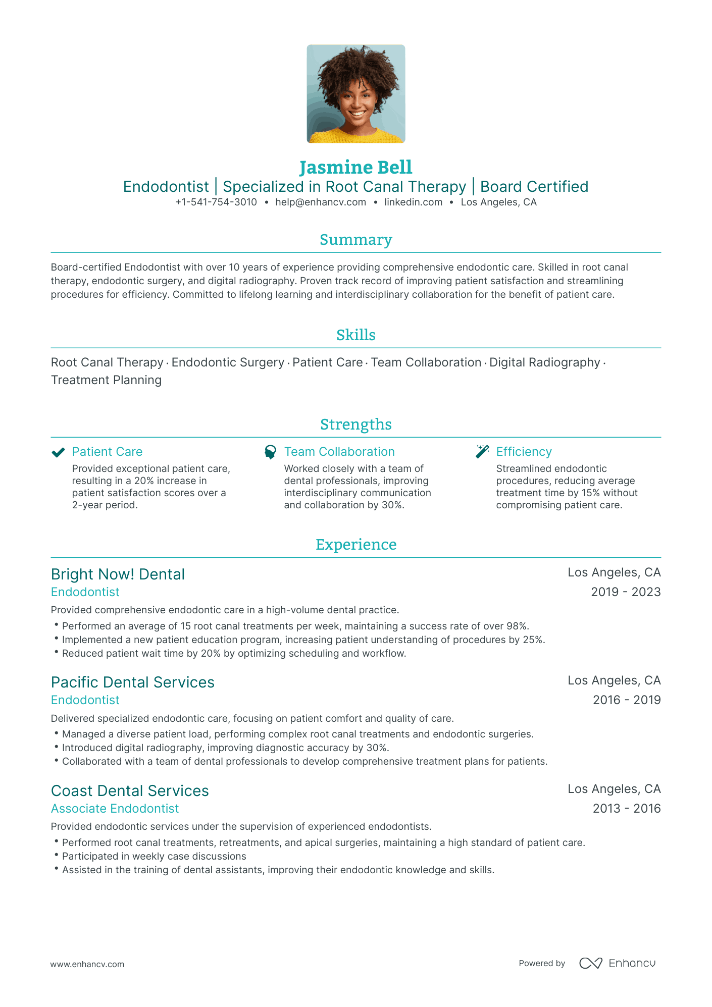 Traditional Dentist Resume Template