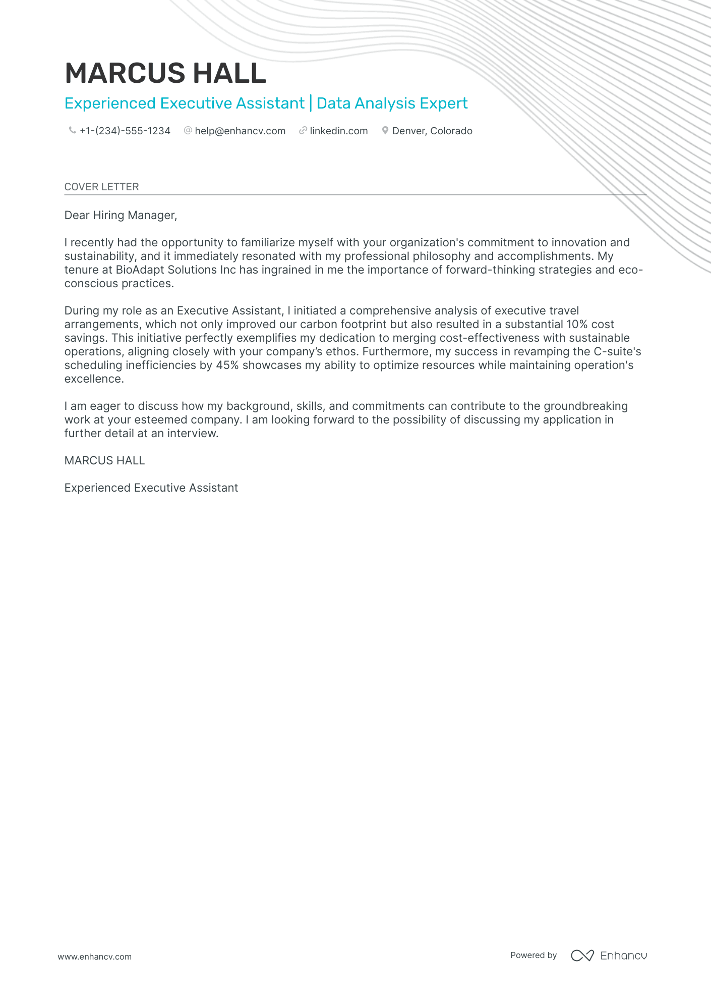 sample cover letter for executive assistant to ceo