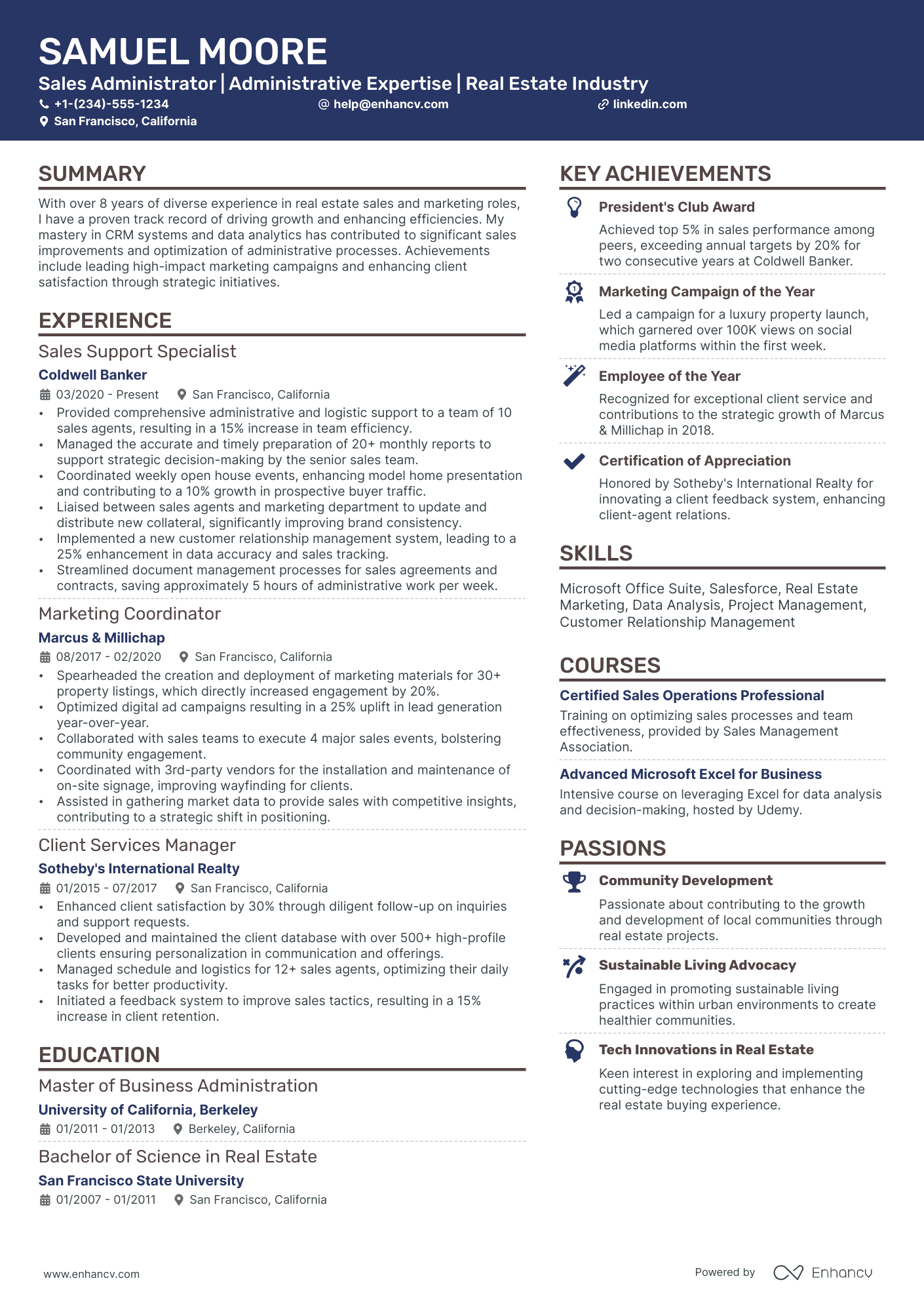 A resume example of a Creative