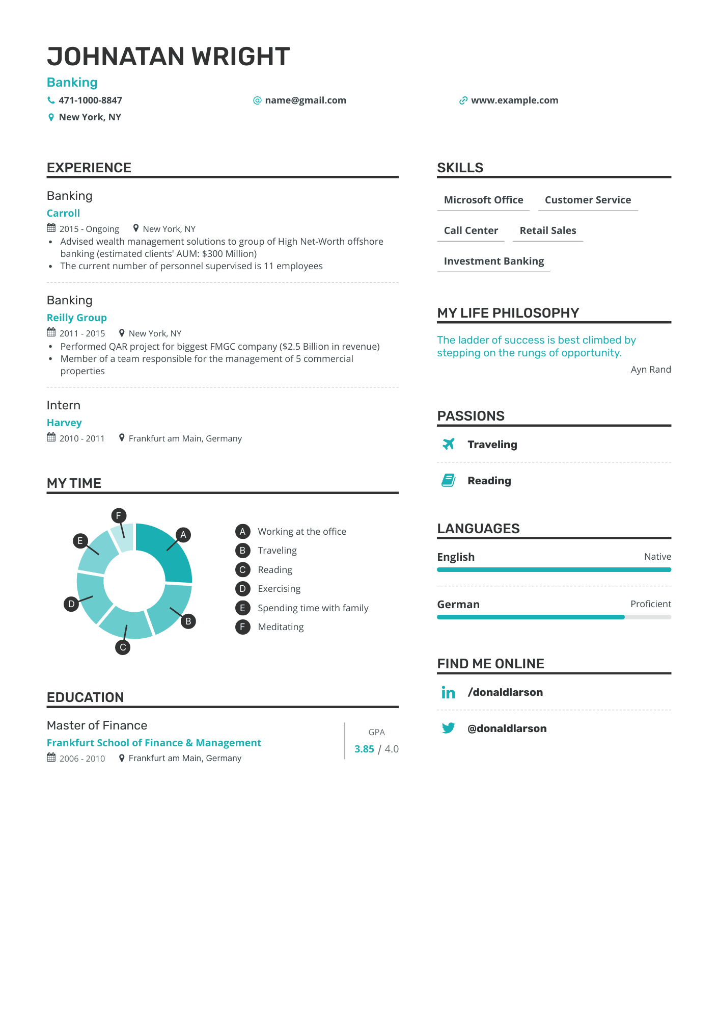 Simple Banking Resume Template