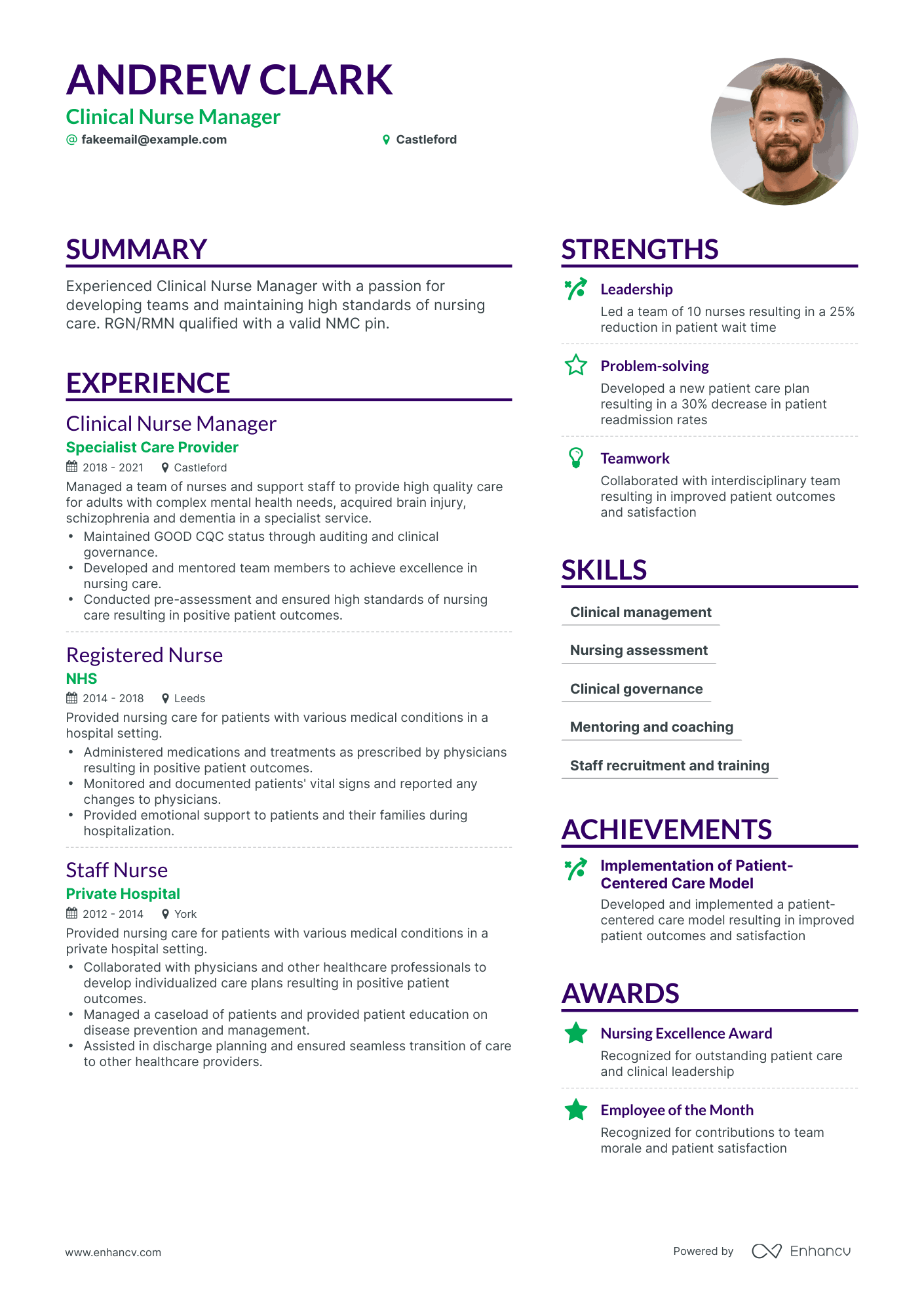 Simple Clinical Nurse Manager Resume Template
