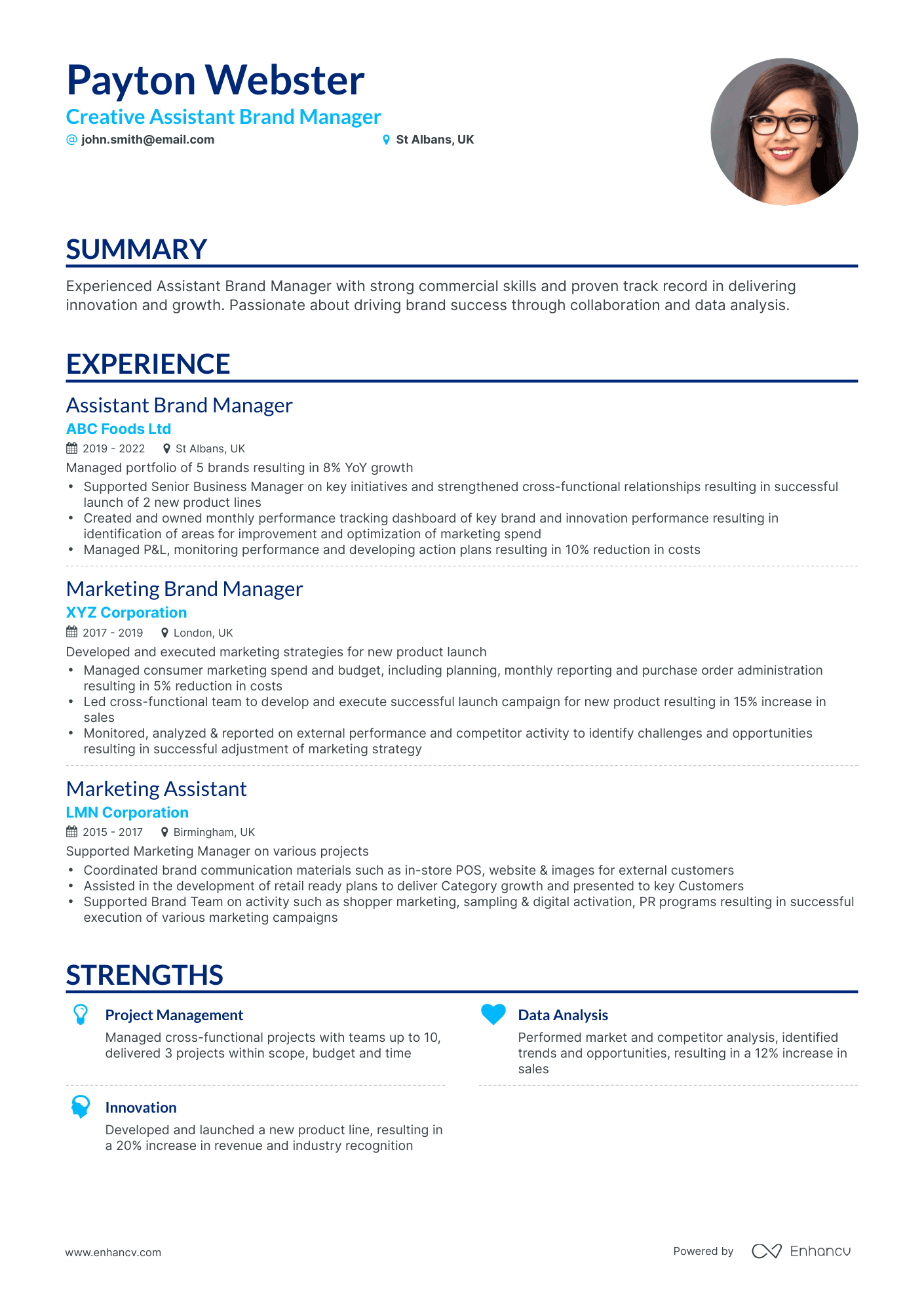 Classic Assistant Brand Manager Resume Template
