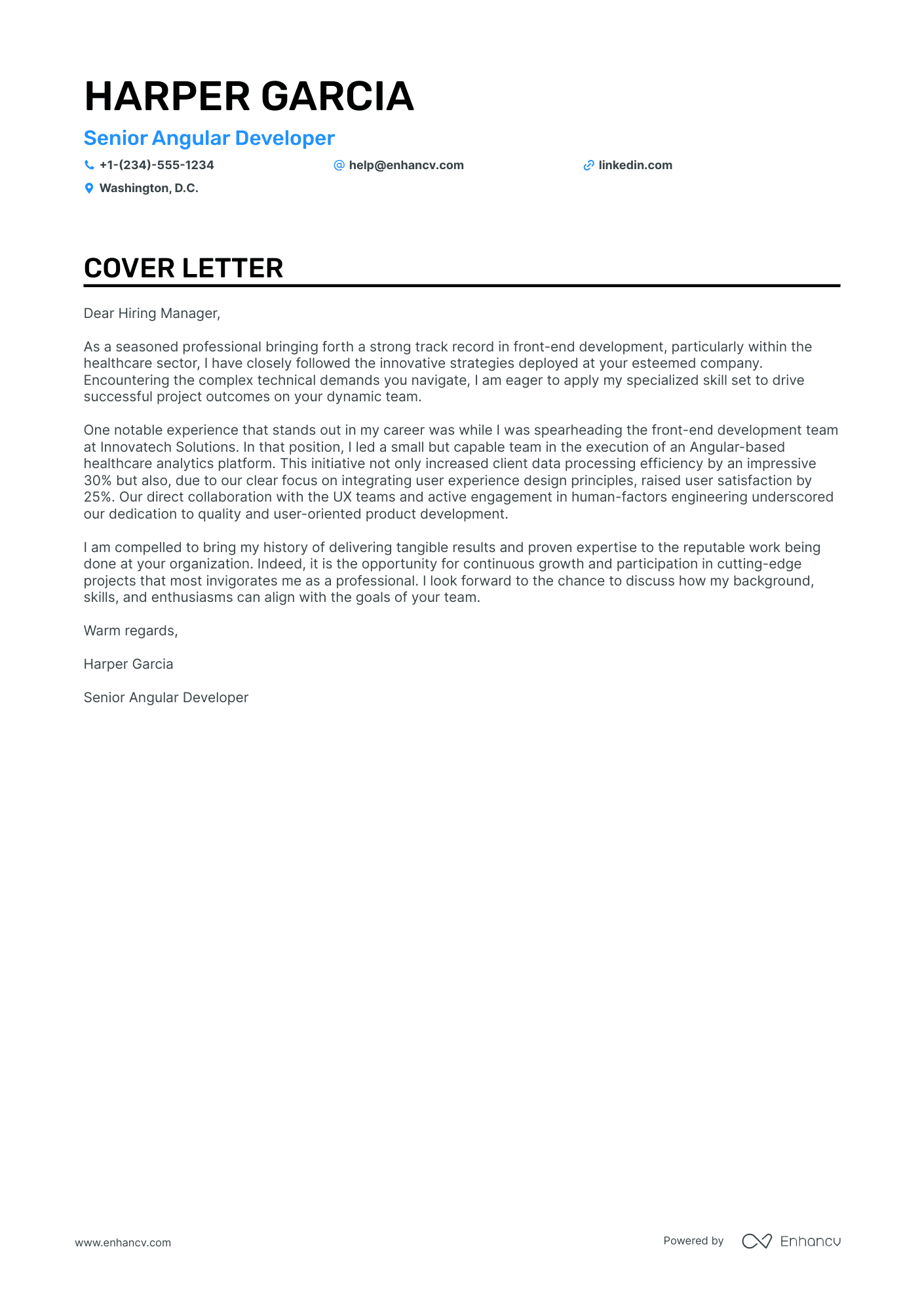 cover letter to website