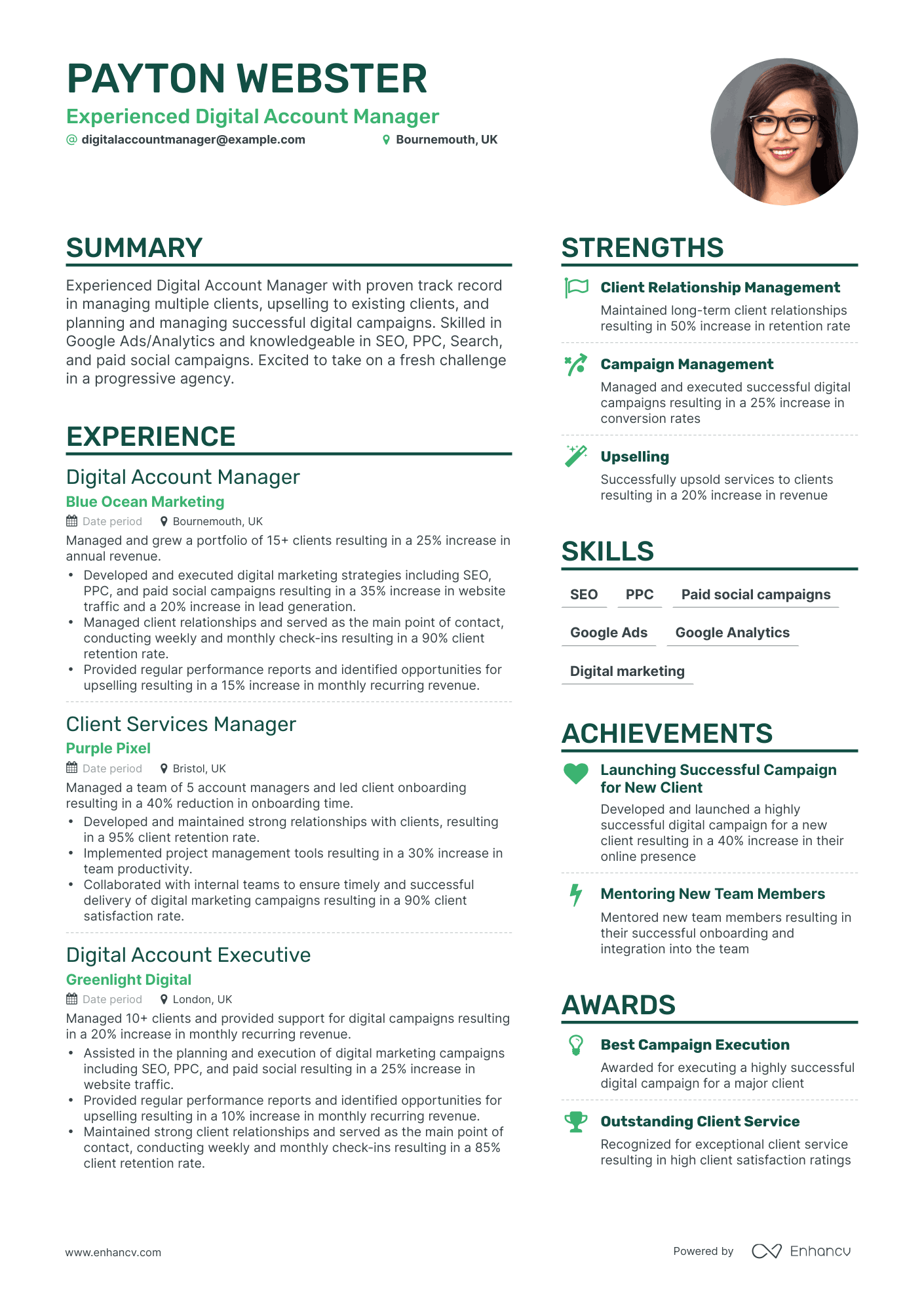 Simple Digital Account Manager Resume Template