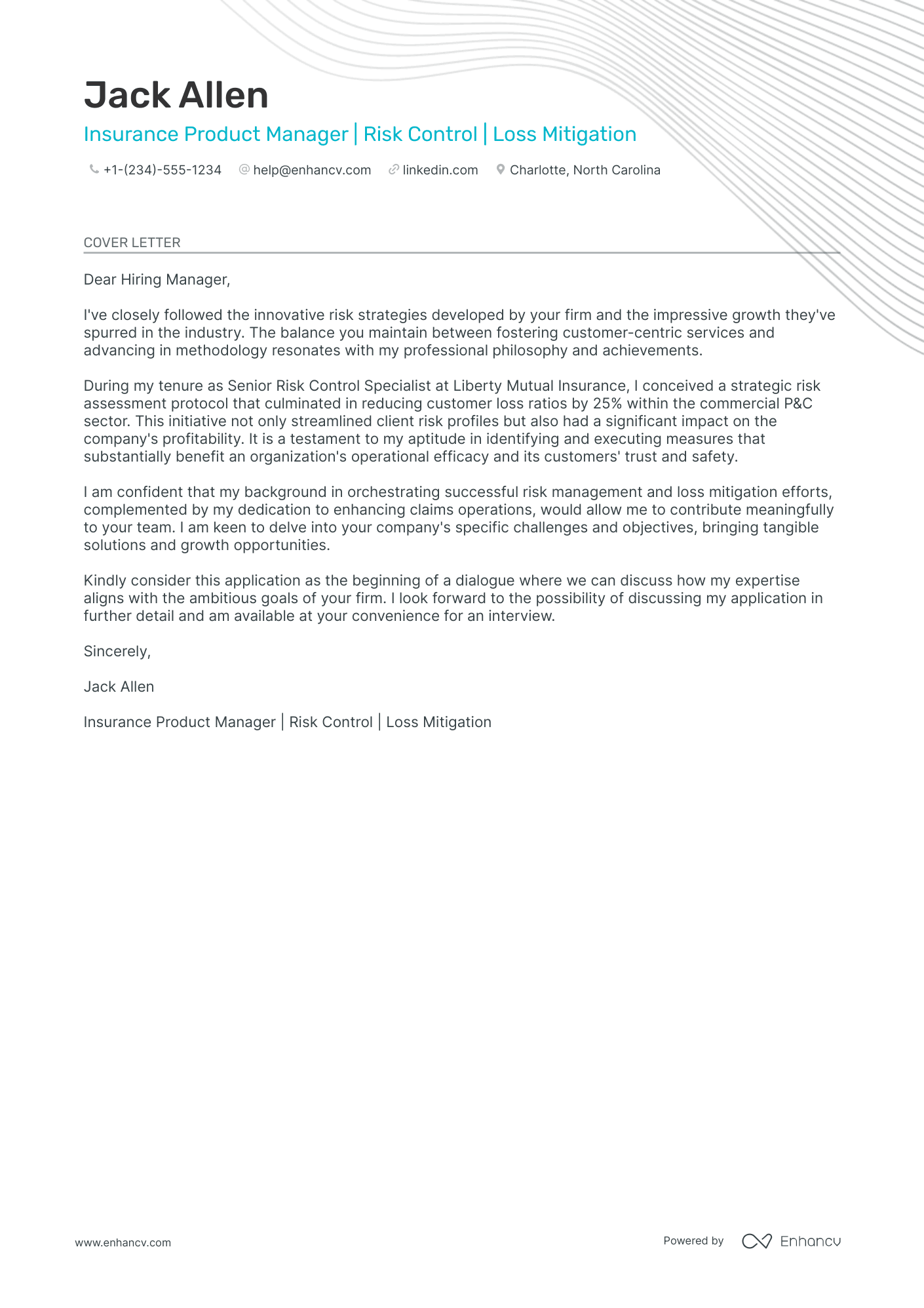 cover letter from insurance company