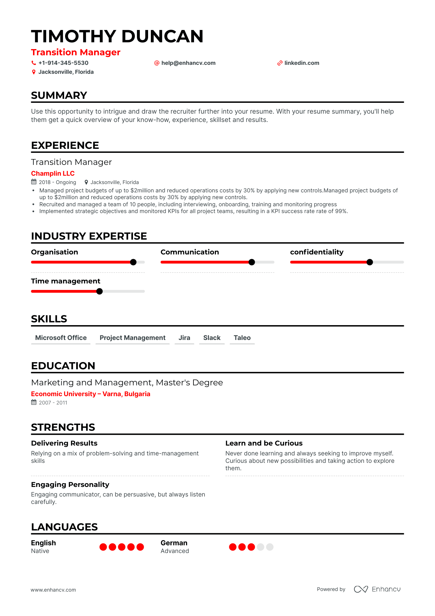 Transition Manager Resume Examples & Guide For 2023 (layout, Skills 