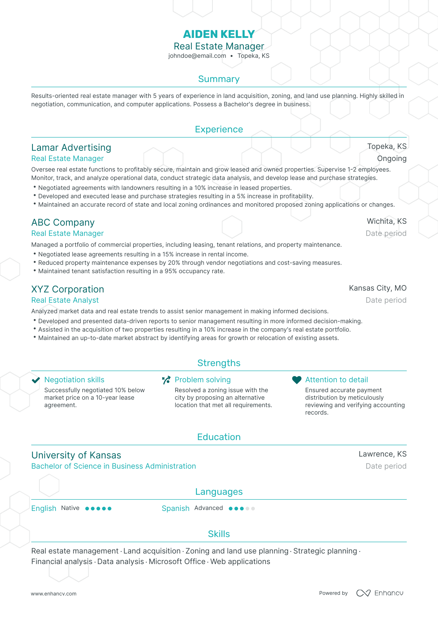Traditional Real Estate Manager Resume Template