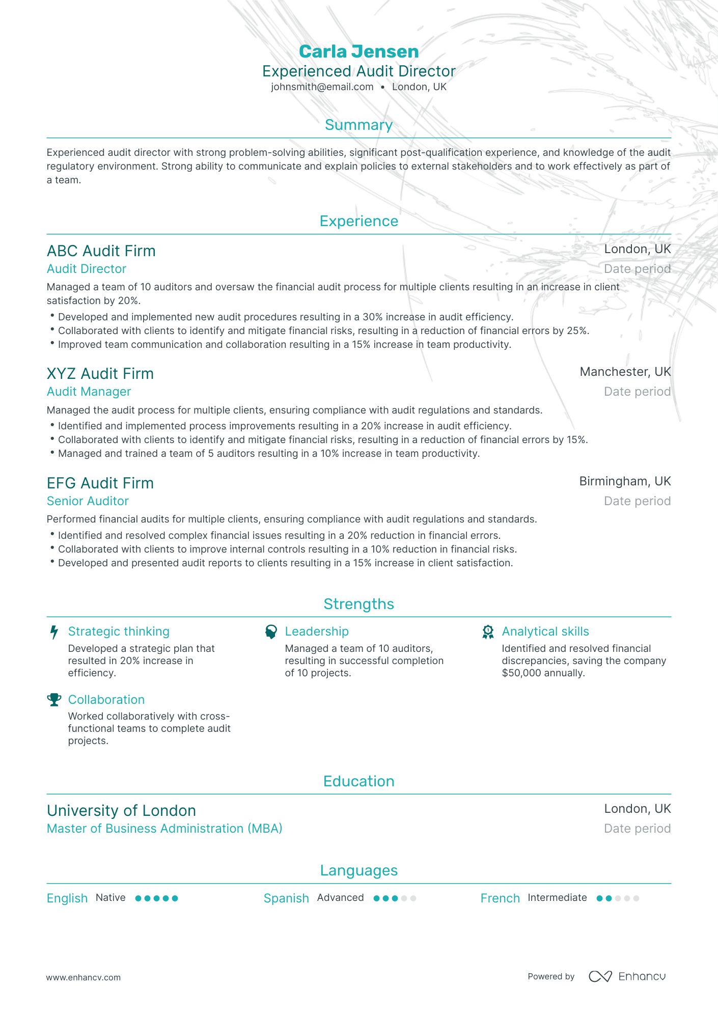 Traditional Audit Director Resume Template