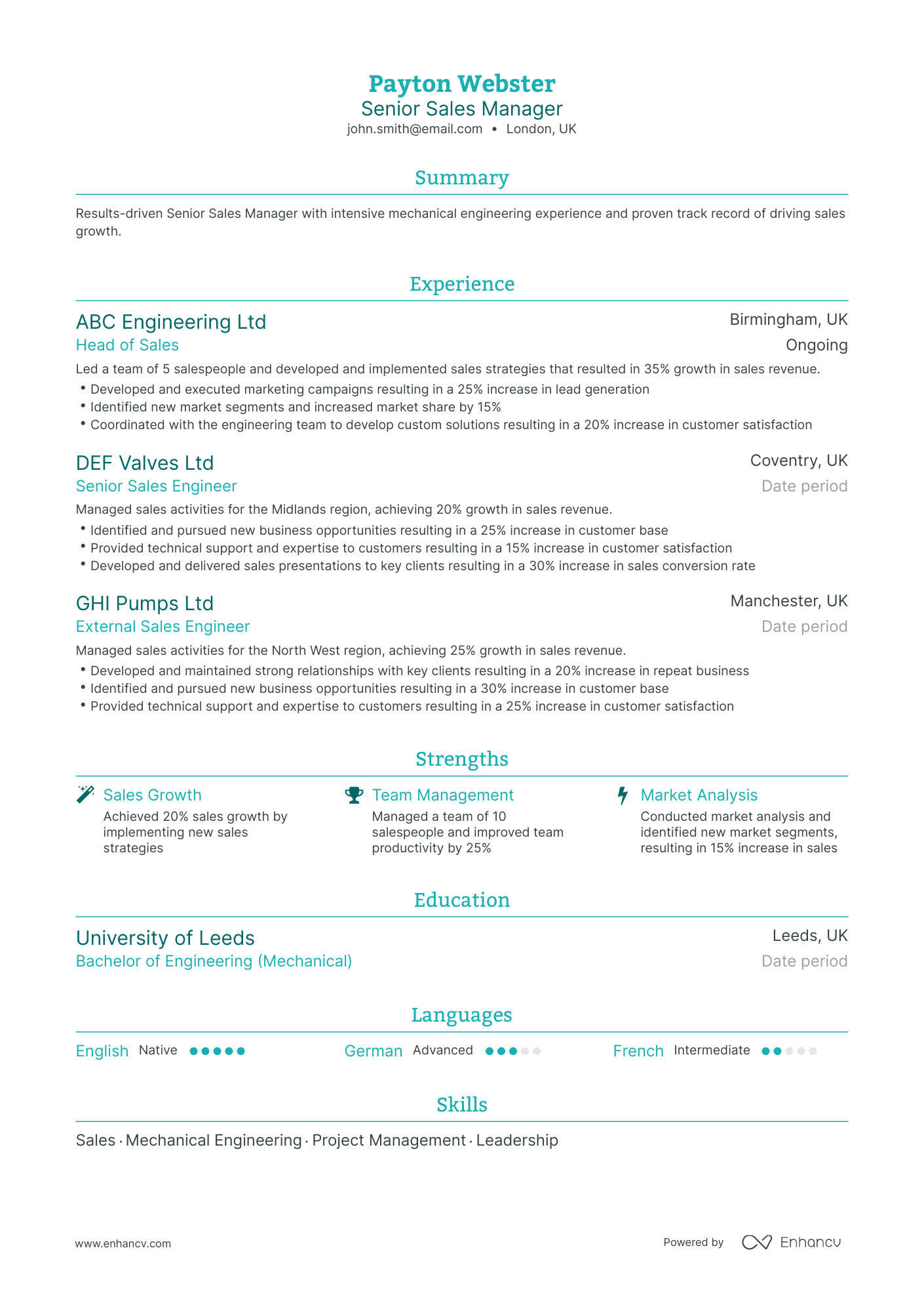 Traditional Senior Sales Manager Resume Template